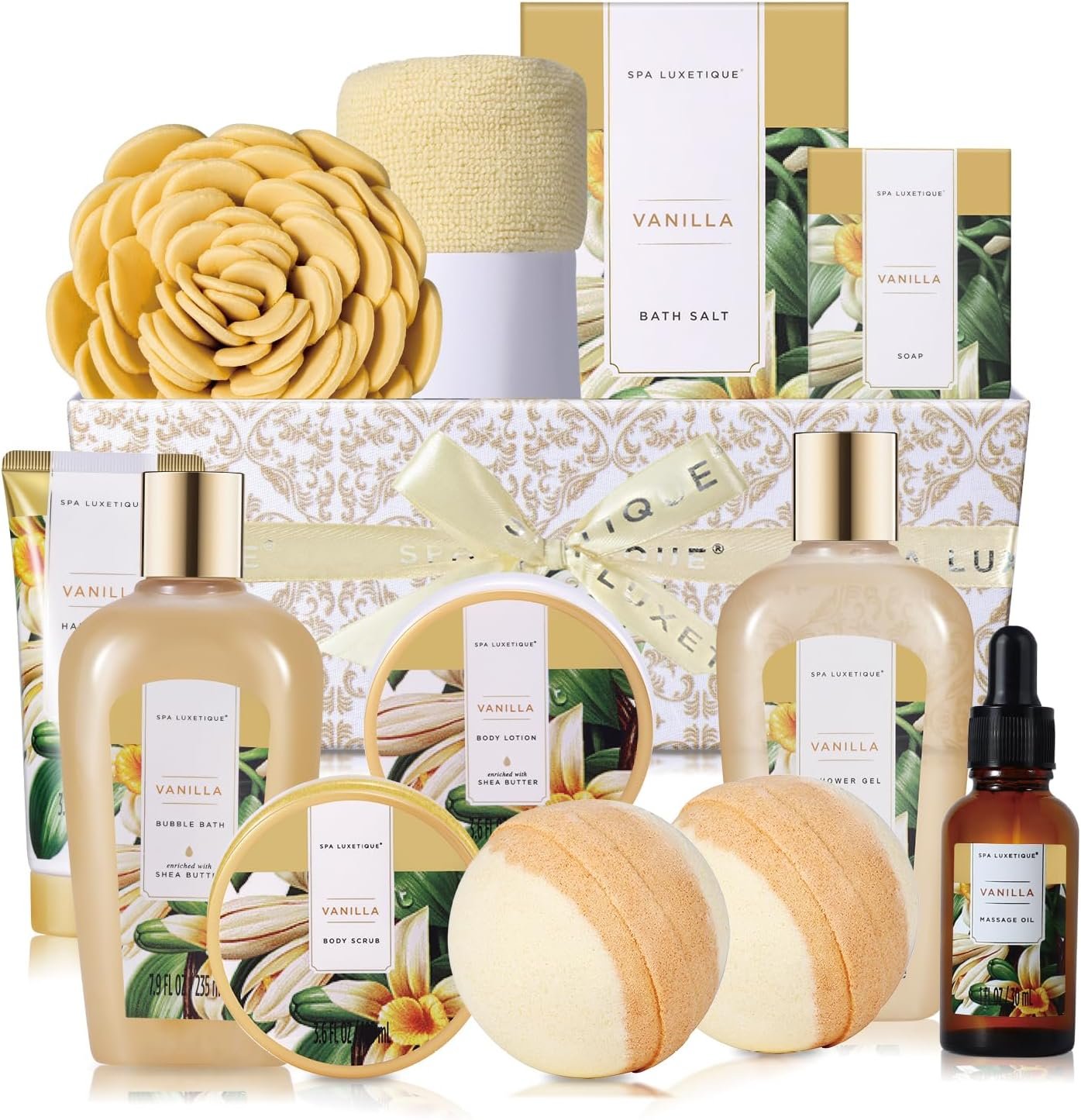 Gifts for Women Spa Luxetique Spa Gift Set, Pamper Gifts 12pcs Vanilla Gifts for Mom, Pamper Gifts for Women, Bath Gift Set with Body Lotion, Bath Bomb, Bubble Bath, Self Care Gifts, Birthday Gifts, Mothers Day - Image 2