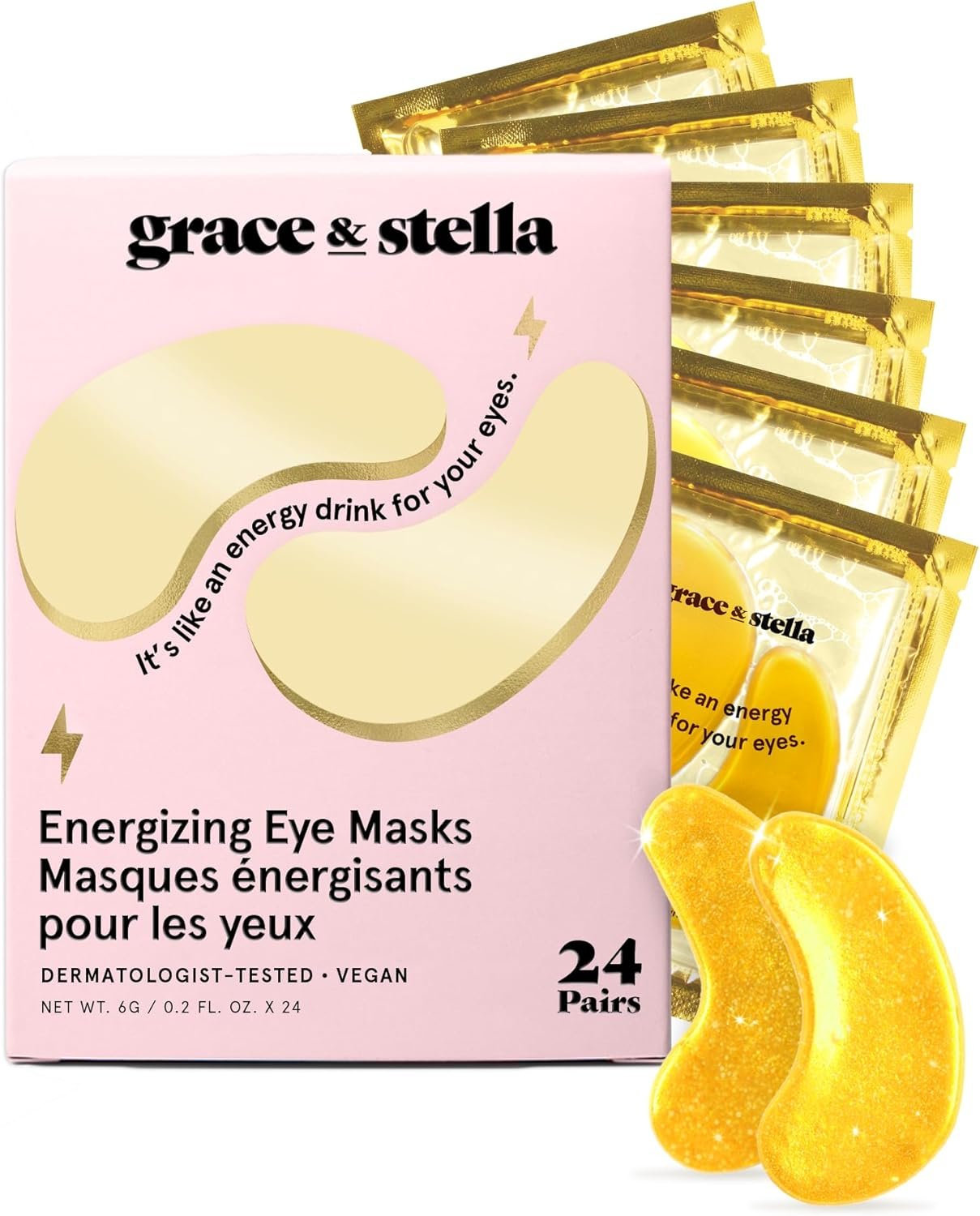 grace & stella Under Eye Mask - Birthday Gifts for Women, Gifts for Mom, Under Eye Patches to Reduce Dark Circles, Puffy Eyes, Eye Bags, Wrinkles, Travel Size Toiletries, Vegan (24 Pairs, Gold)