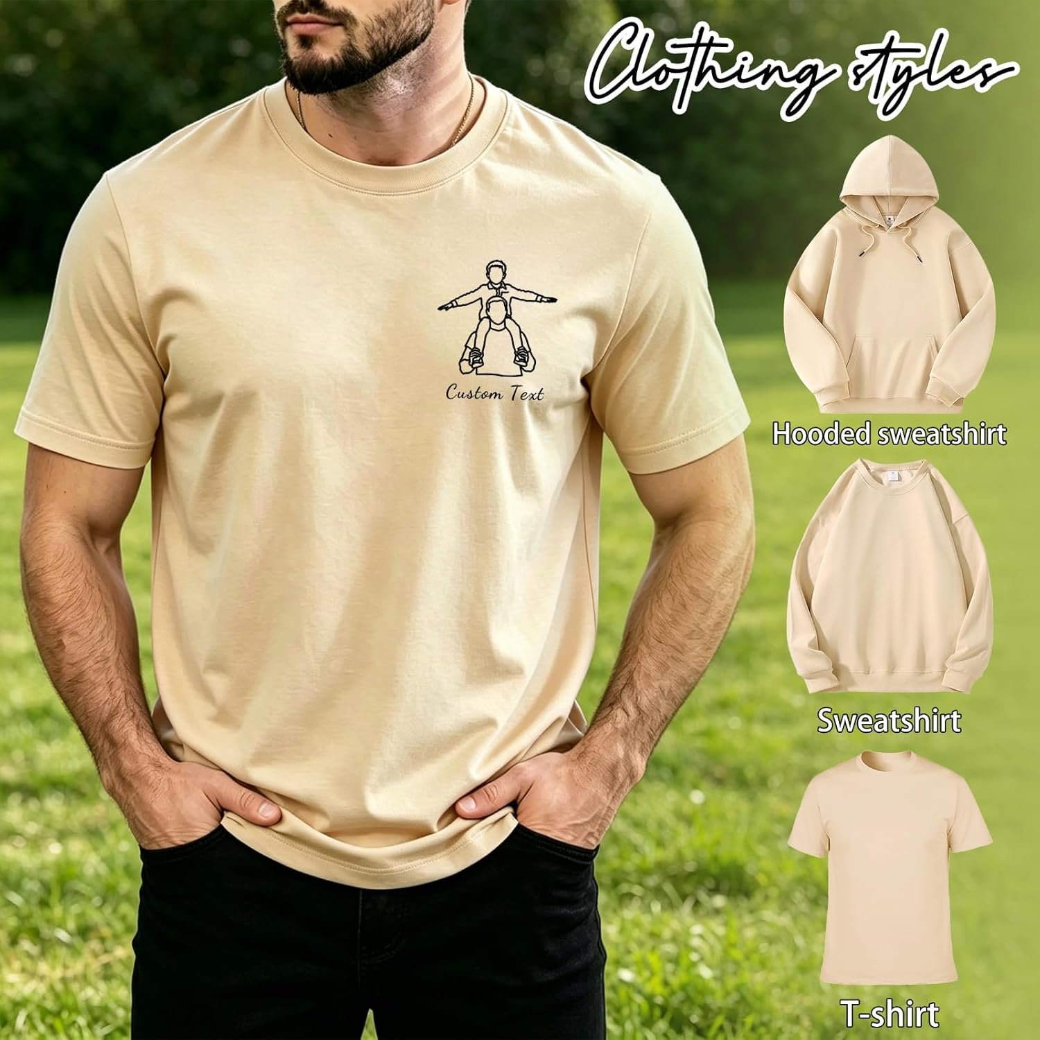 Customized Fathers Day Birthday Gifts for Dad, Personalized Shirts/Sweatshirts/Hoodie with Photos to My Dad - Image 2