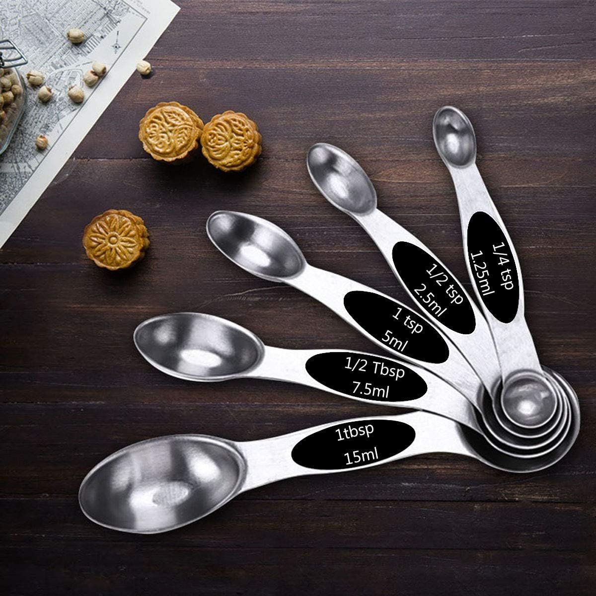 DILISS Magnetic Measuring Spoons Set, Dual Sided, Stainless Steel, Fits in Spice Jars, Set of 8 for Measuring Dry and Liquid Ingredients (Black) - Image 4