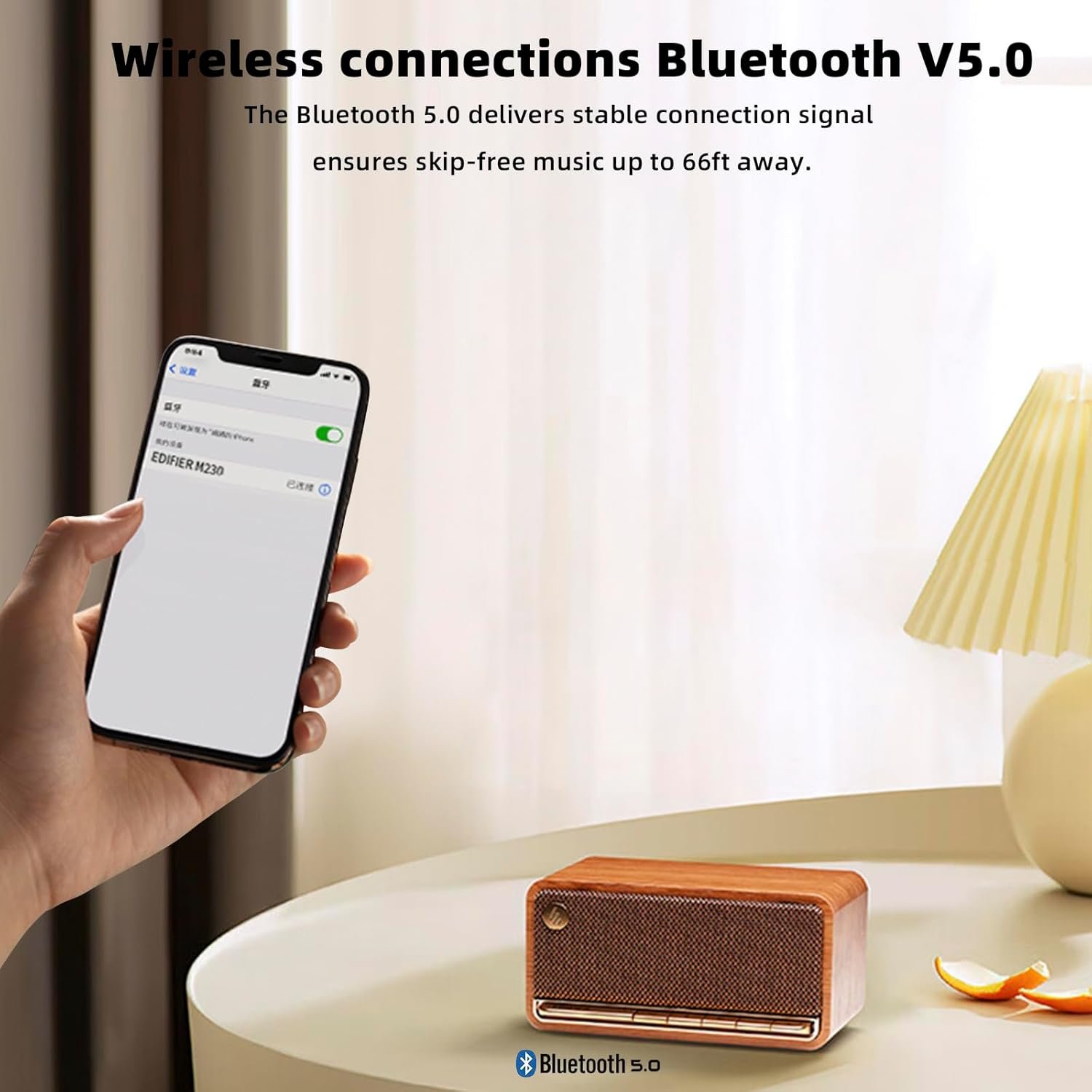 Edifier Retro Wood Bluetooth Speaker,Wireless Portable Speakers with 20W Stereo Sound,Vintage Decor Speaker with AUX,USB Soundcard,Micro SD Brown - Image 5