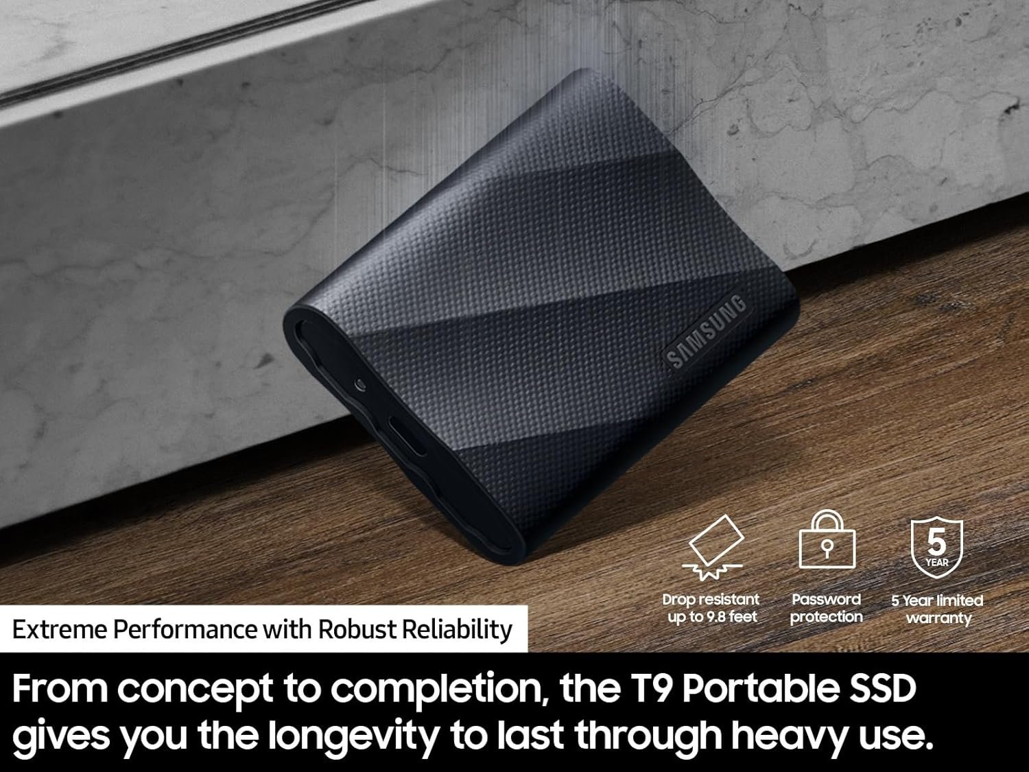 Samsung T9 Portable SSD 1TB, USB 3.2 Gen 2x2 External Solid State Drive, Seq. Read Speeds Up to 2,000MB/s for Gaming, Students and Professionals, MU-PG1T0B/AM, Black - Image 6