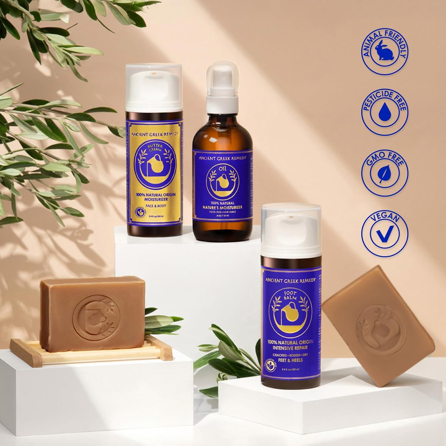 Ancient Greek Remedy Organic Spa Gift Set - Body Oil, Face Moisturizer, Foot Balm & 2 Soap Bars - Lavender Scented Skin Care Gift Basket for Women - Perfect for Christmas, Birthdays & Self Care - Image 5