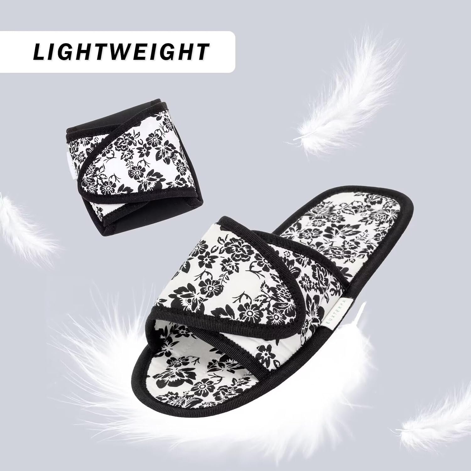 EUXTERPA Women Travel Slippers, Adjustable Ladies Slipper, Lightweight Easy Carry Foldable Travel Slippers with Storage Bag - Image 4