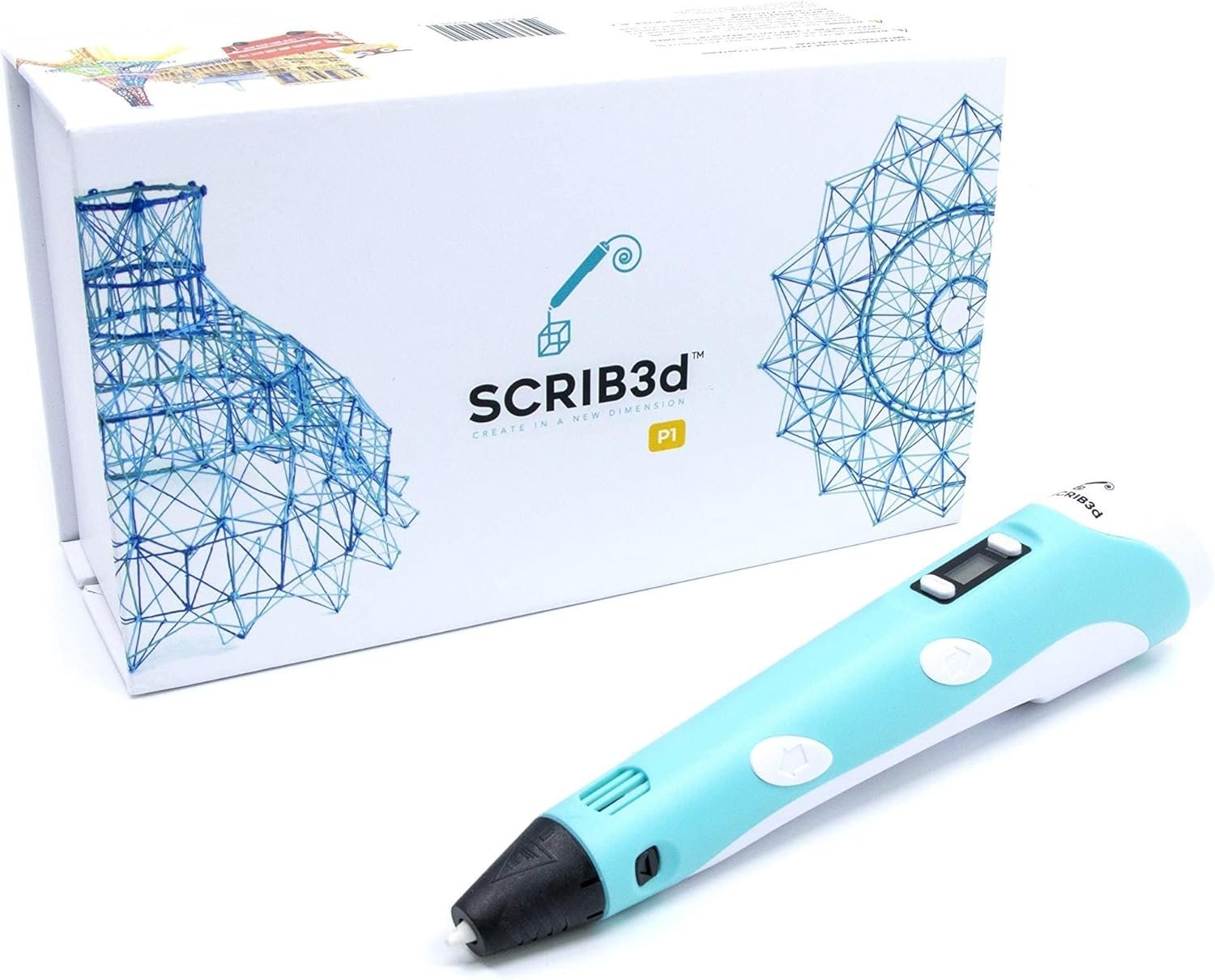 SCRIB3D P1 3D Printing Pen with Display - Includes 3D Pen, 3 Starter Colors of PLA Filament, Stencil Book + Project Guide, and Power adapter - Image 2