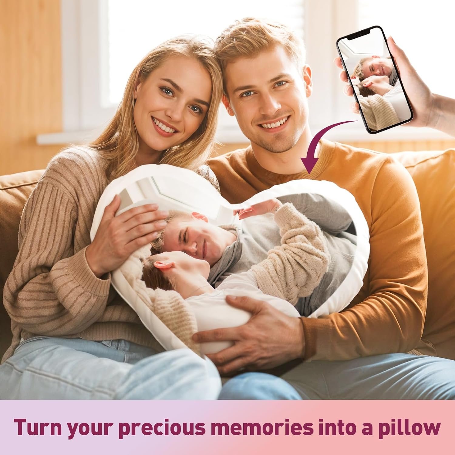 Custom Pillow with Picture & Text - Include Insert, Personalized Photo Pillow Double-Sided Printing, Custom Heart Pillow for Loved One | Personalized Couple Gifts for Birthday Anniversary - Image 4