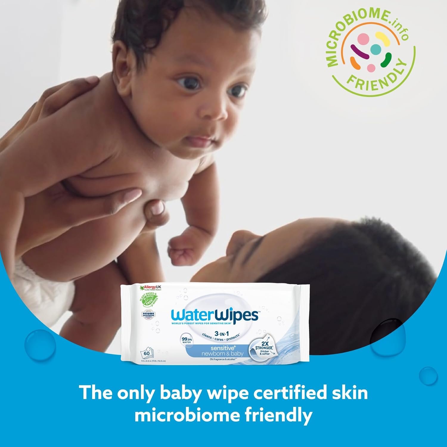 WaterWipes Sensitive+ Newborn & Baby Wipes, 3-In-1 Cleans, Cares, Protects, 99.9% Water, Unscented & Hypoallergenic, 720 Count (12 Packs) - Image 4