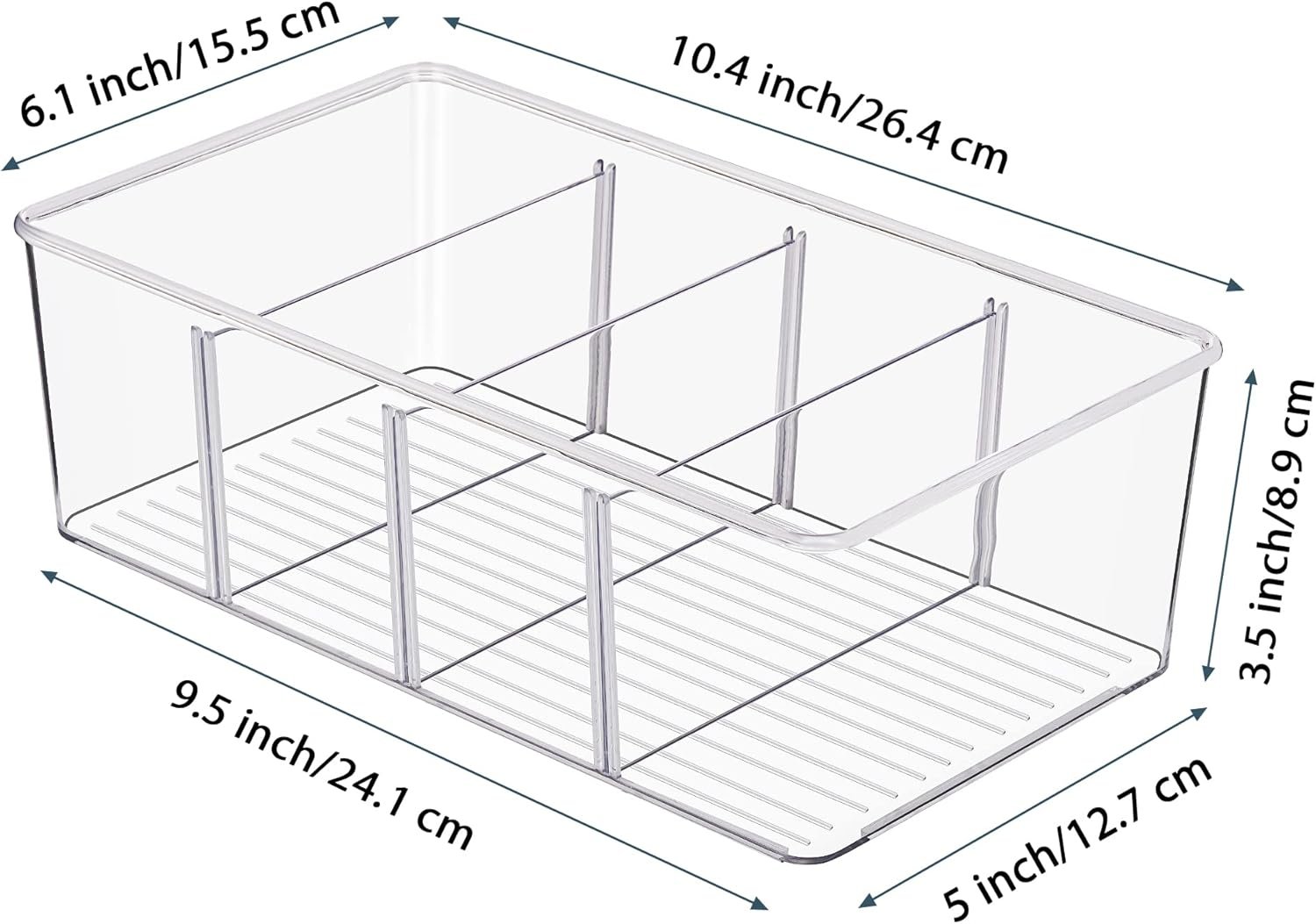 Vtopmart 4 Pack Food Storage Organizer Bins, Clear Plastic Bins for Pantry, Kitchen, Fridge, Cabinet Organization and Storage, 4 Compartment Holder for Packets, Tea, Snacks, Pouches, Spice Packets - Image 2