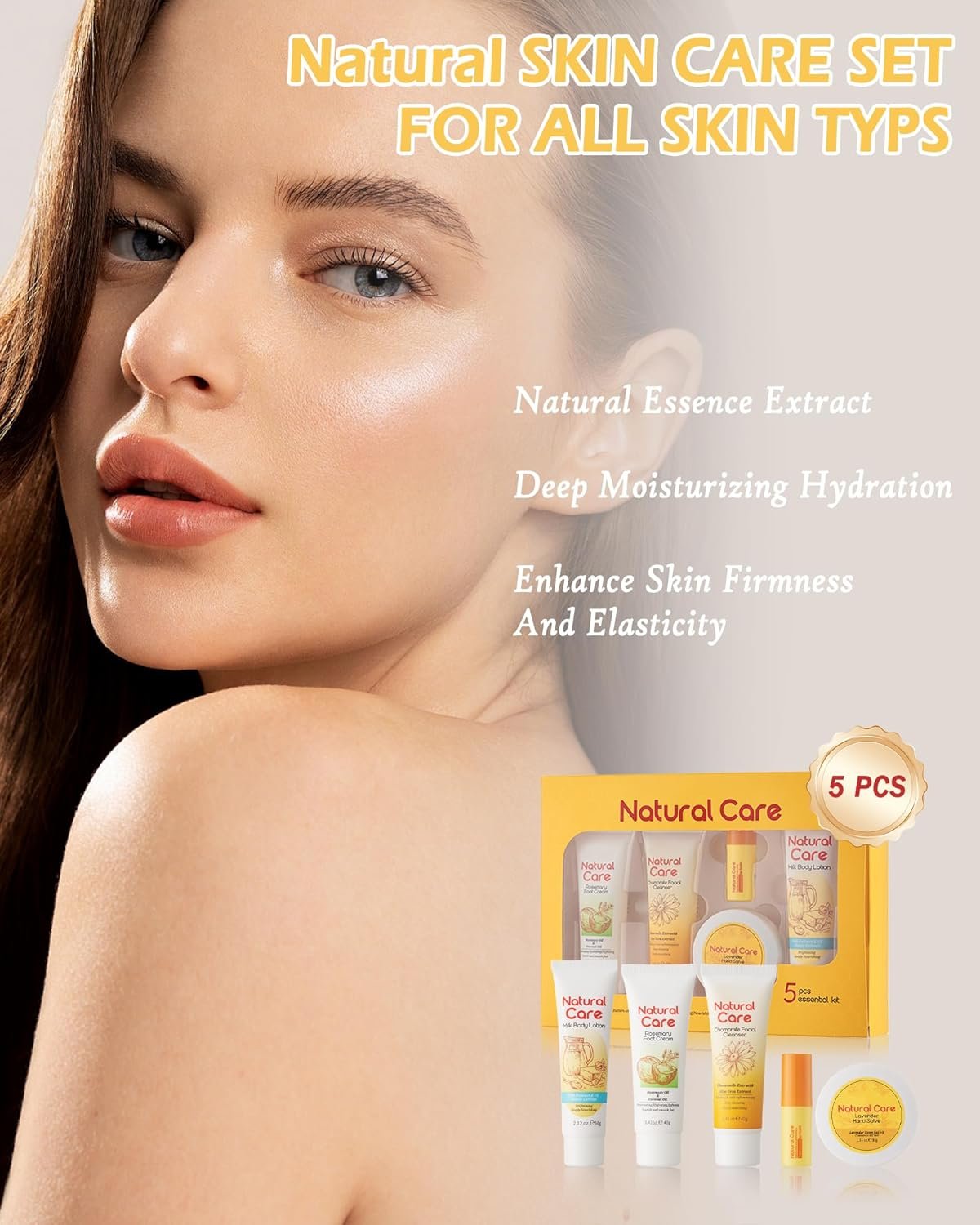 Skin Care Set-5pcs Hydrating Essentials Skincare Kit with Facial Cleanser,Small Body Lotion,Foot Cream,Mini Hand Cream,Lip Balm,Moisturizing Travel Size Skin Care Products Set,Women's Mother's Day Skin Care Gift Kit for Women Girl - Image 2