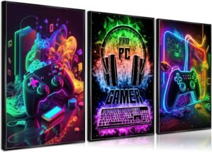 PPV 3Pcs Cool Gaming Wall Art Retro...
