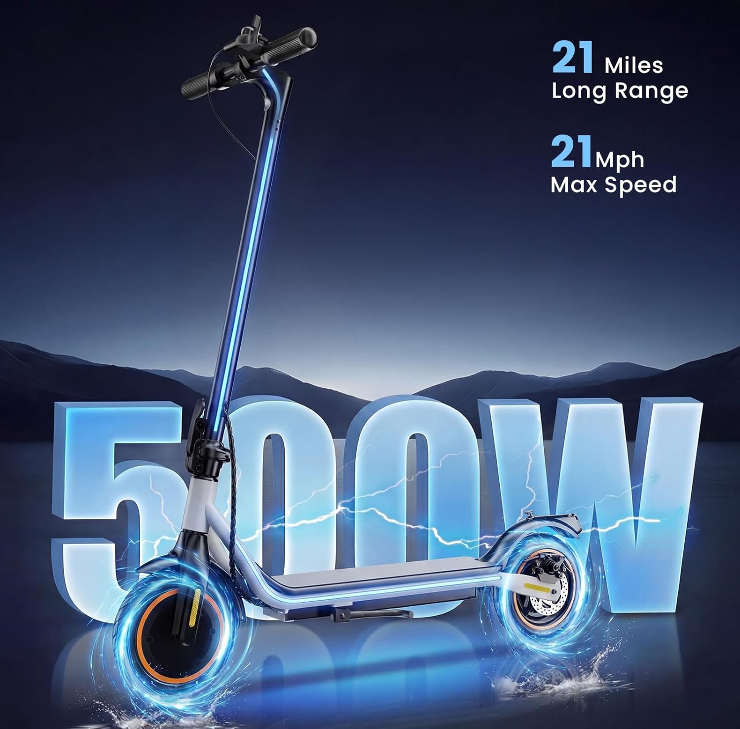 Electric Scooter - Electric Scooter Adults, 1000W/500W Motor, 25/21/18 MPH, 10''/8.5'' Tires, 28/23/21 Miles, APP Control, Dual Brake, Long Range Electric Scooter for Gift - Image 3