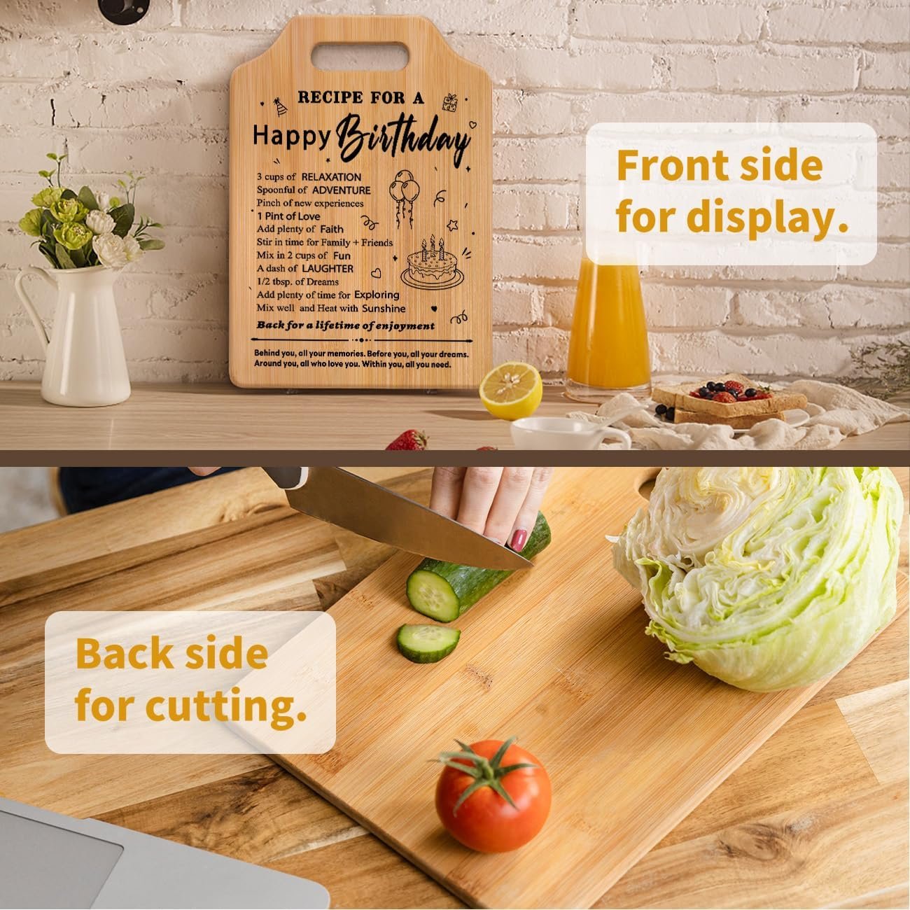 Birthday Gifts for Women, Unique Recipe for A Happy Birthday Cutting Board - Birthday Gifts for Men, Mom, Sister, Wife, Friend - Ideas for Her or Him - Image 5
