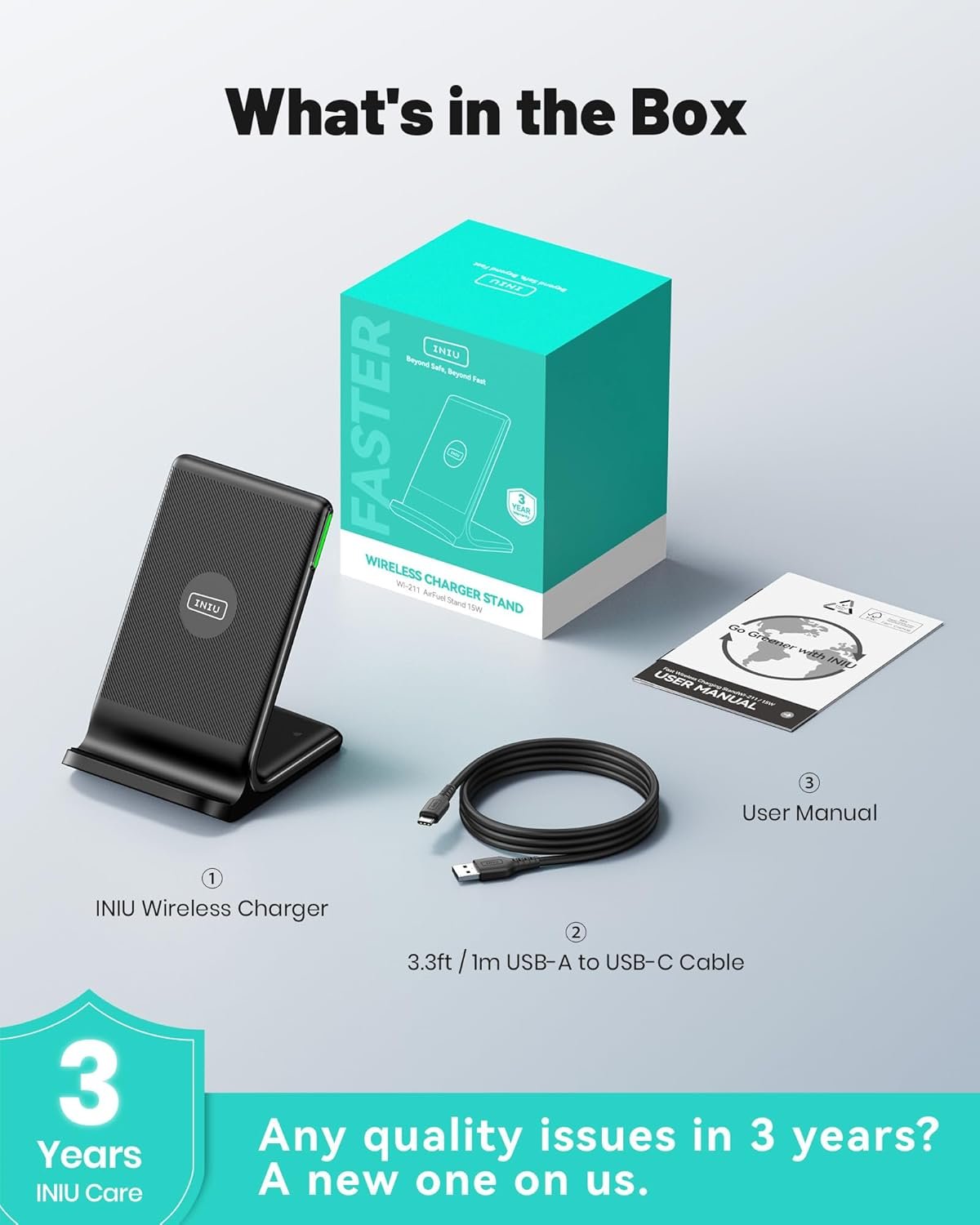 INIU Wireless Charger, 15W Fast Wireless Charging Station with Sleep-Friendly Adaptive Light Compatible with iPhone 17 16 15 14 13 12 Pro Max Samsung Galaxy S25 S24 S23 Note 20 Google etc - Image 8