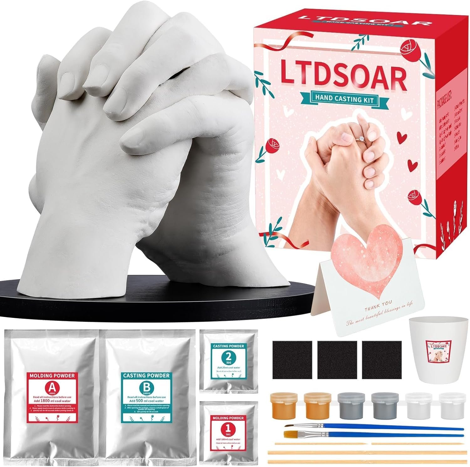 LTDSOAR Hand Casting Kit, Couples with Practice Kit, Hand Mold Kit for Adults & Kids, Romantic Anniversary Wedding Birthday for Her or Him,Boyfriend Girlfriend Unique - Image 8