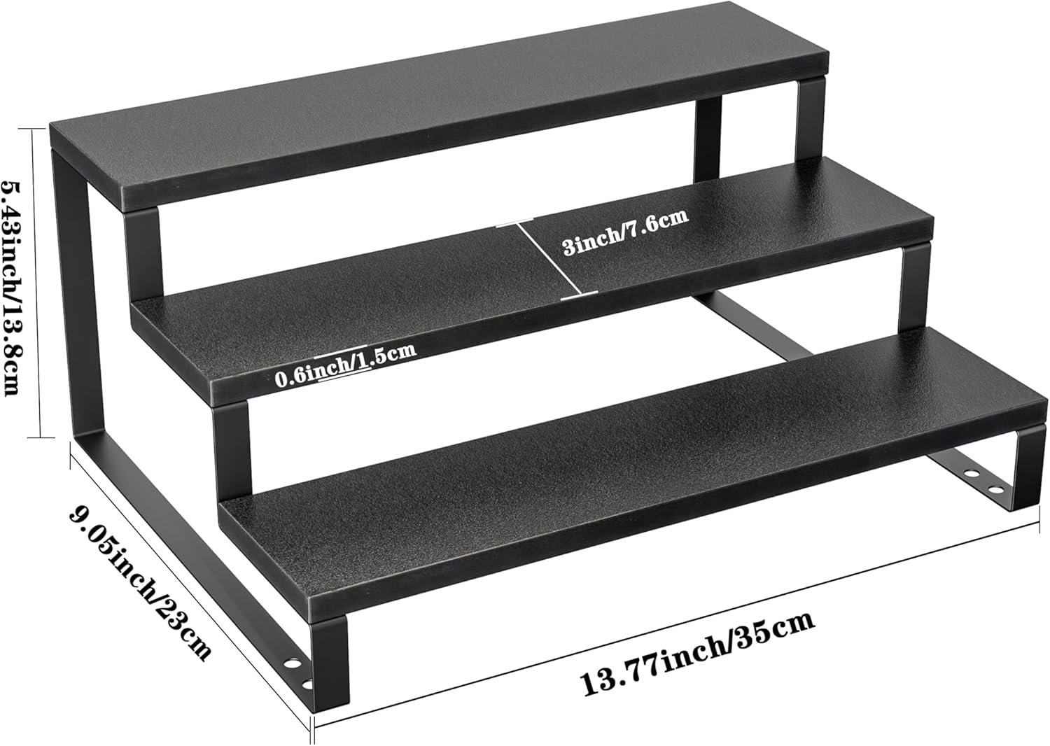 ihomecooker 3 Step Wood Countertop Display Riser Stand,Wooden Display Riser Shelf,Spice Rack Organizer for Perfume,Makeup,Figure, Bottles,Jars,Baking Supplies (Black) - Image 3