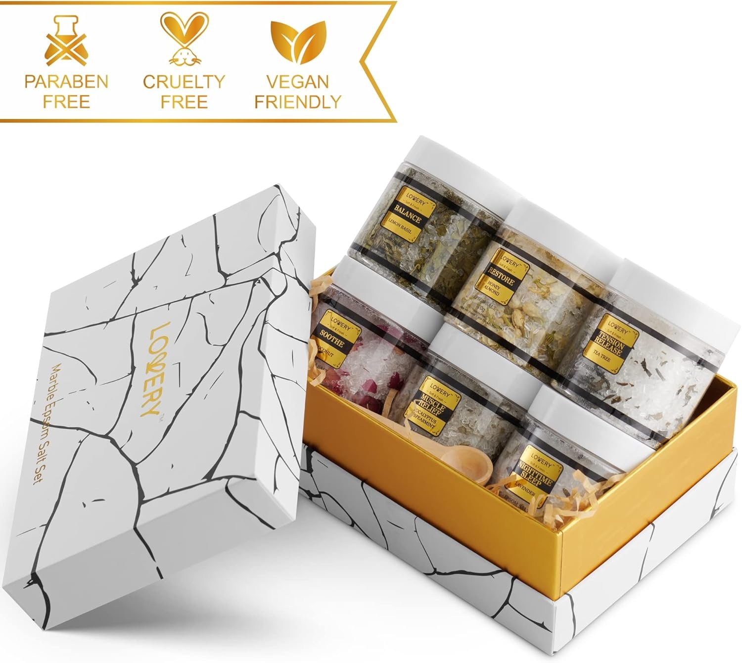 Gifts for Women Who Have Everything Spa Gift Basket, Epsom Bath Salts Gift Basket Set, Self Care Salt W/Essential Oil, Gifts for Mom, Her, Lavender, Eucalyptus, Lemon, Coconut, Tea Tree, Honey Almond - Image 6