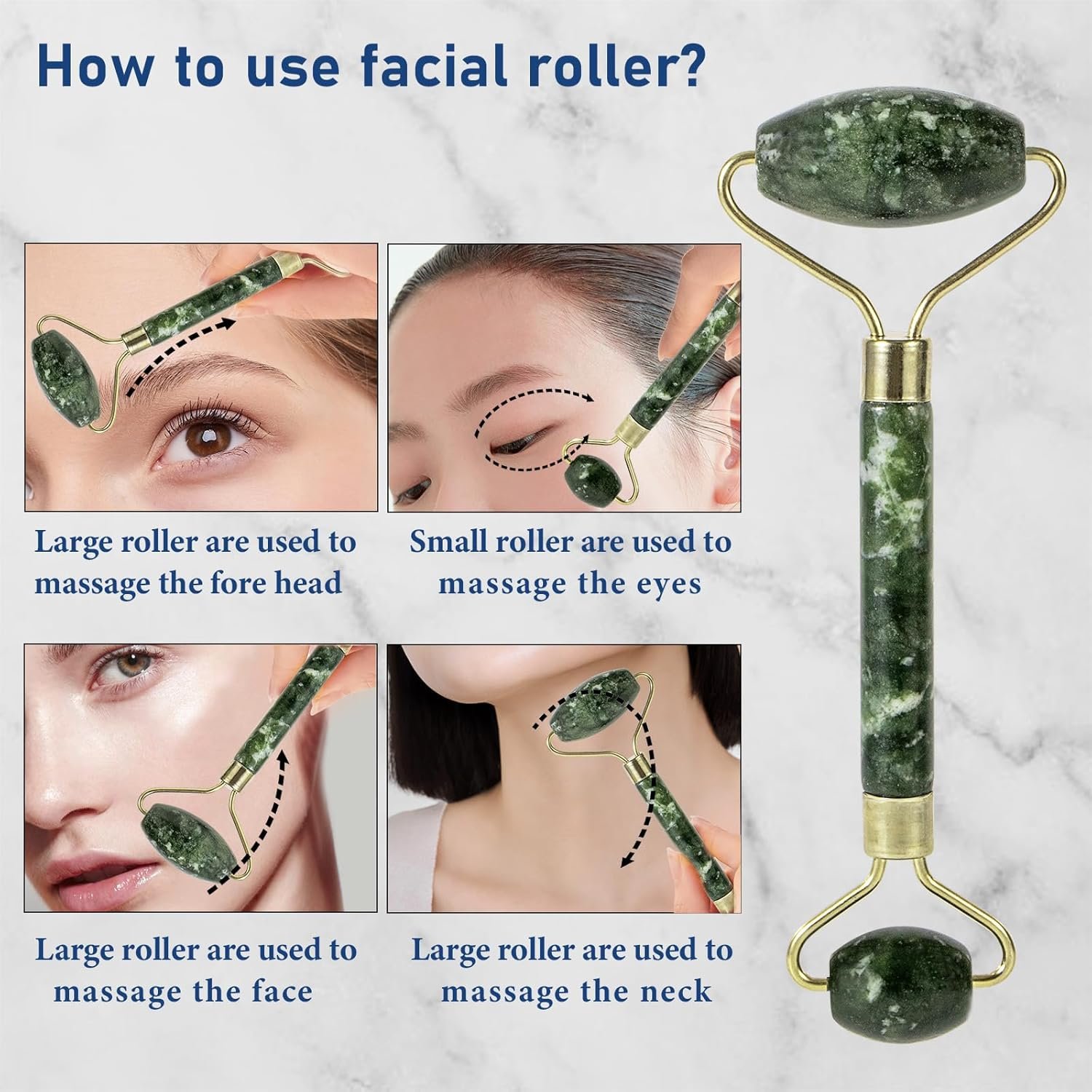 Face Brush 2 in 1, Silicone Facial Cleansing Exfoliating Brush Soft Bristles Pore Deep Cleansing, Jade Face Roller Skin Care Tools, Manual Dual Face Wash Scrub Brush For Massaging, Blue+Green - Image 5