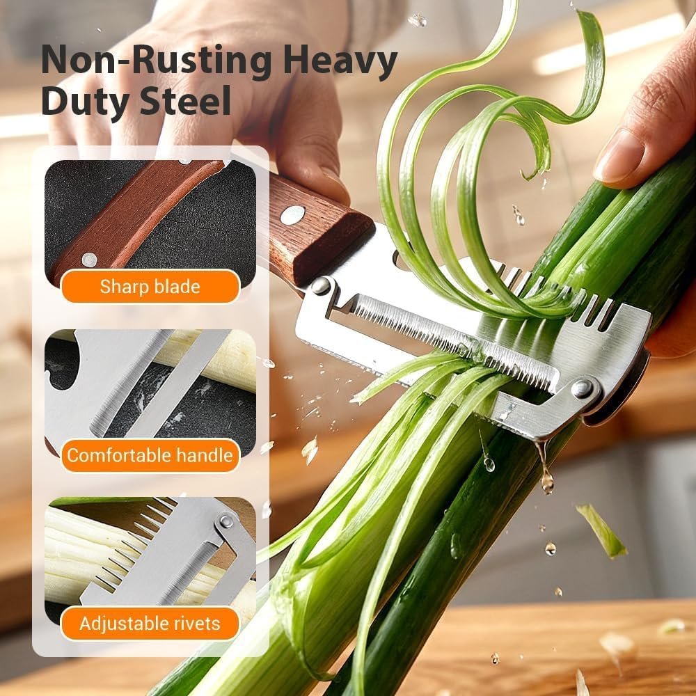 Multi-Functional Vegetable Peeler for Kitchen,Premium Vegetable Peeler with Wooden Handle and Bottle Opener, Kitchen Gadgets Tool for Fruit Pumpkin Peeling Potato Carrot Veggie Peeler (1PCS) - Image 5