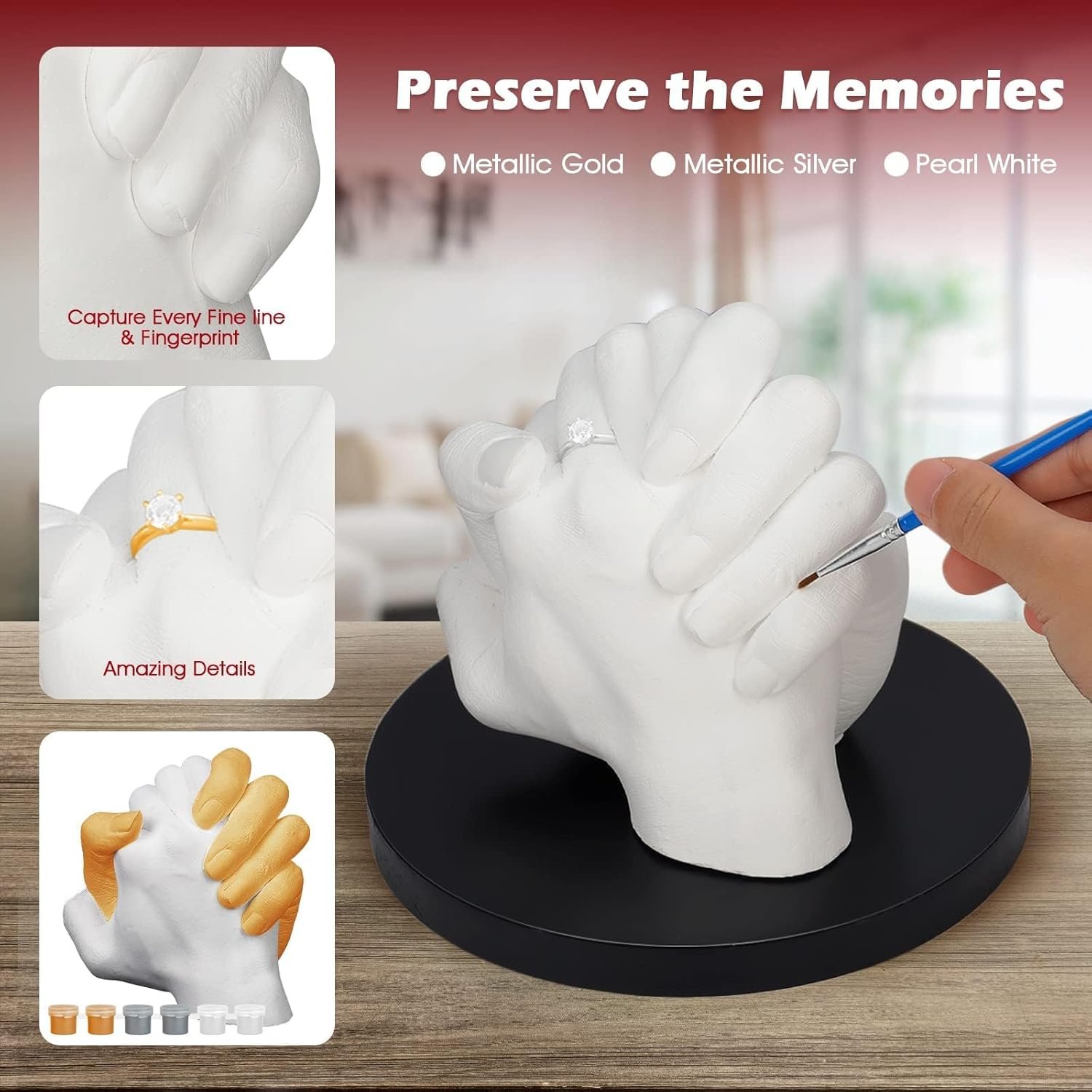 LTDSOAR Hand Casting Kit, Couples with Practice Kit, Hand Mold Kit for Adults & Kids, Romantic Anniversary Wedding Birthday for Her or Him,Boyfriend Girlfriend Unique - Image 3