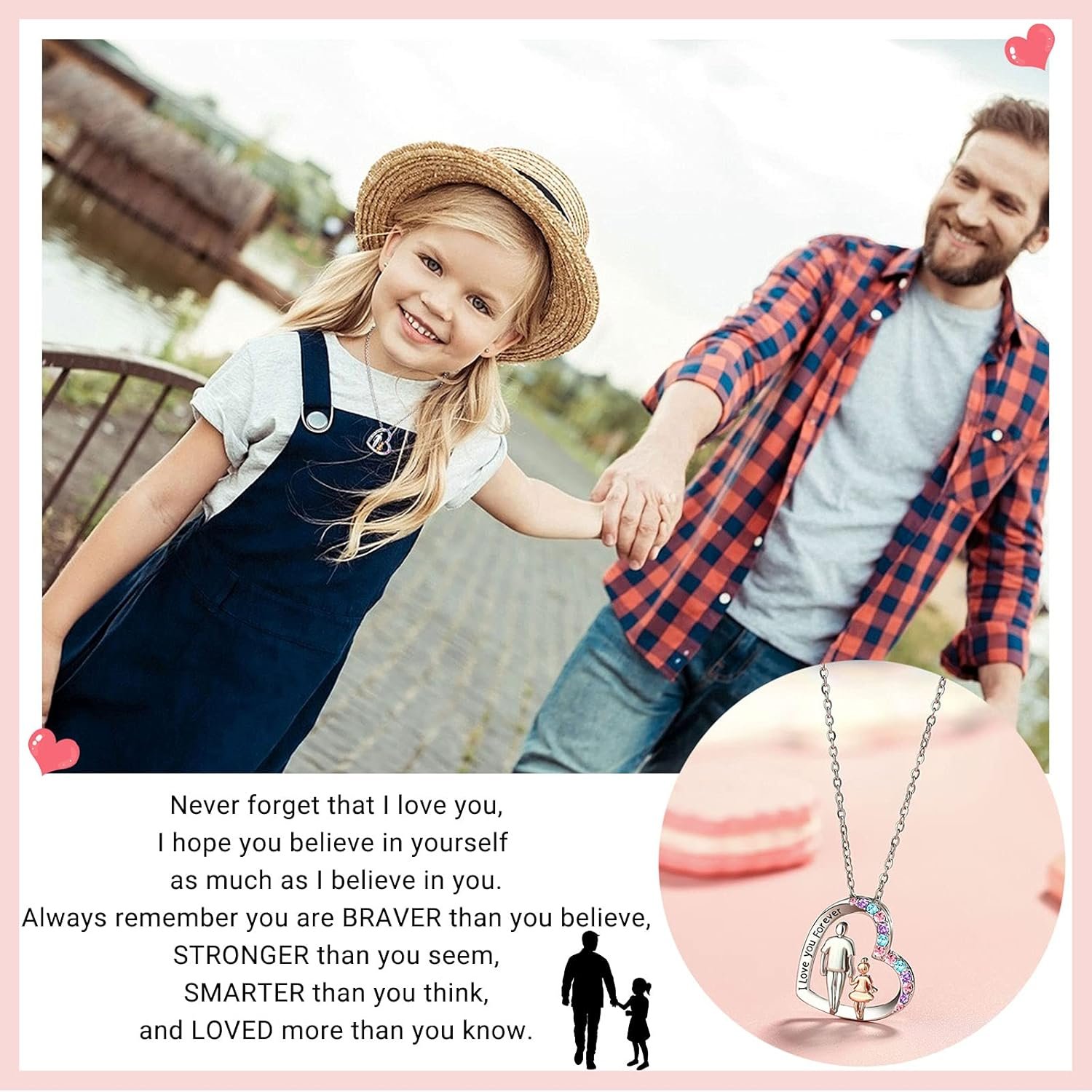 PINKDODO Daughter l Love You Forever Pendant Necklace from Dad, Valentines Birthday Easter Gifts for Daughter from Dad Daddy - Image 4