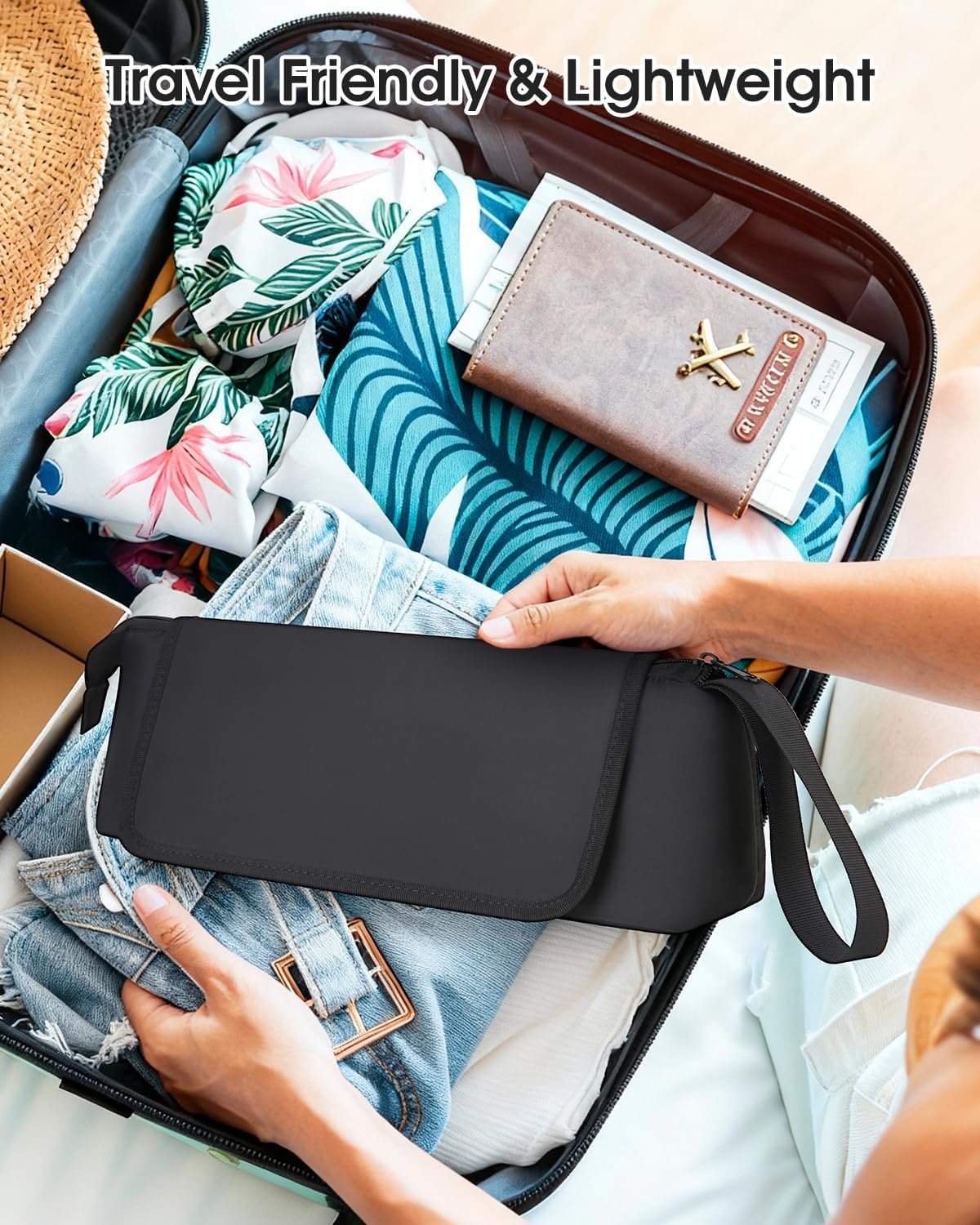 Hair Tools Travel Bag with Heat-Resistant Mat, Large Capacity Organizer for Curling Iron, Flat Iron, Blow Dryer & Hair Accessories, Portable Travel Case for Styling Tools (Black) - Image 6
