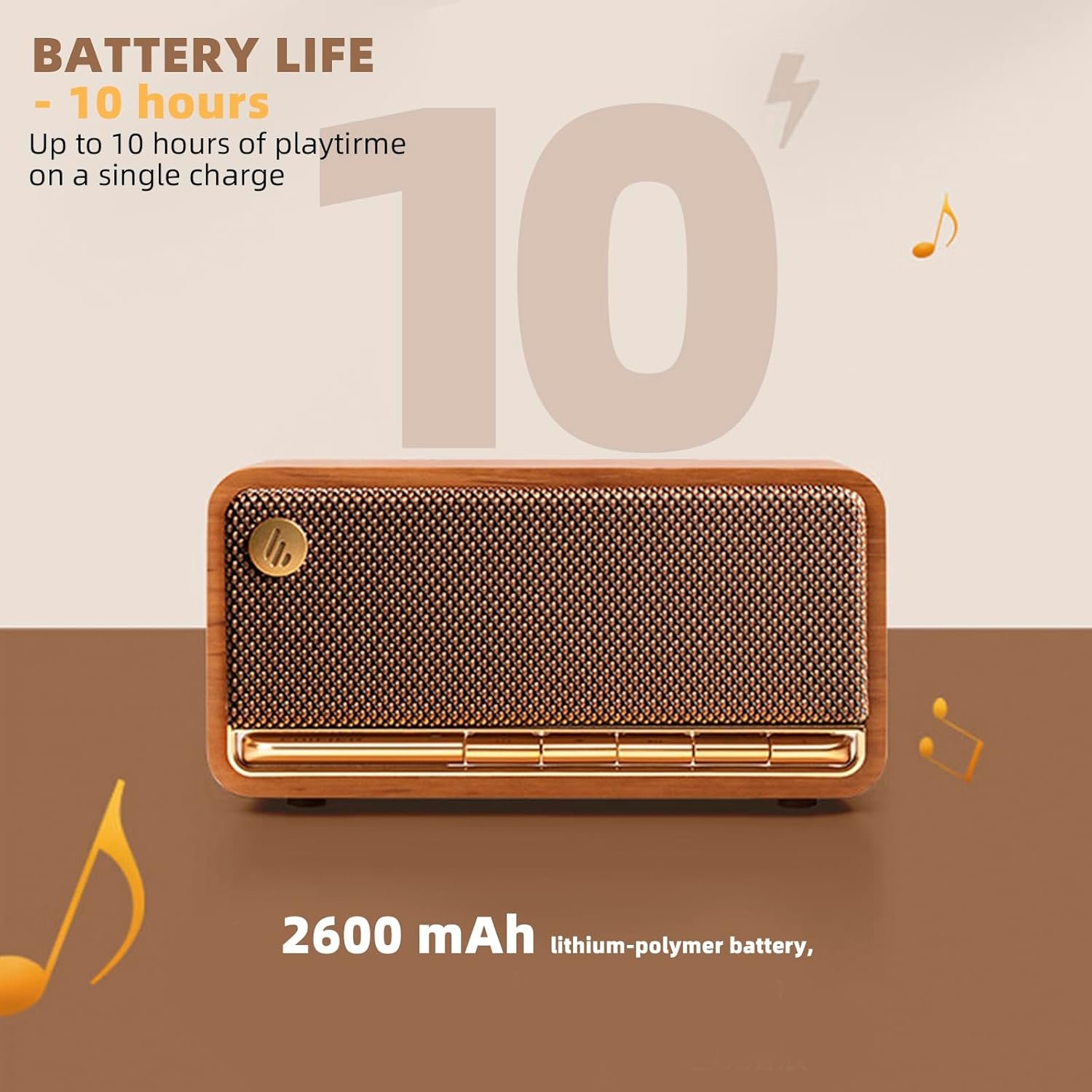 Edifier Retro Wood Bluetooth Speaker,Wireless Portable Speakers with 20W Stereo Sound,Vintage Decor Speaker with AUX,USB Soundcard,Micro SD Brown - Image 2