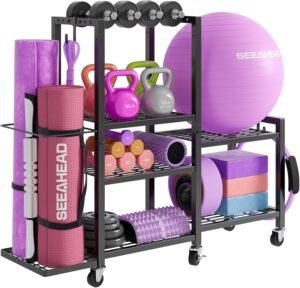5-Tier Home Gym Storage Rack with W...