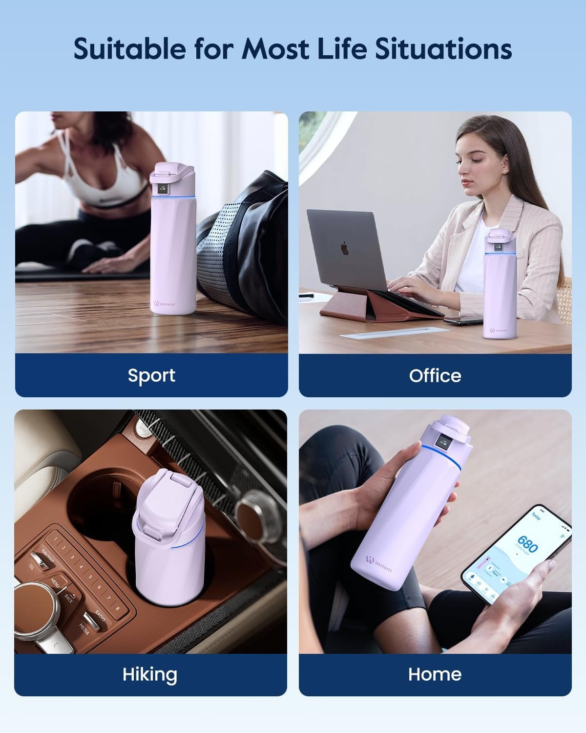 BOOST Smart Water Bottle that Reminds You to Drink, 24oz BPA-Free Stainless Steel Vacuum Insulated, Wide Mouth Water Tracker Bottle with APP for School, Gym, Office, Ideal for Father's Day - Image 8