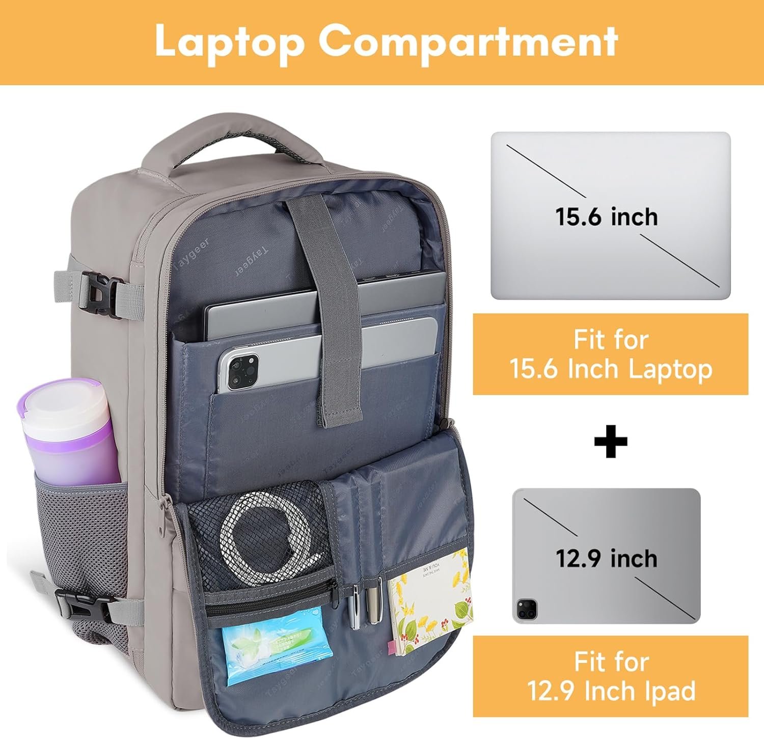Laptop Backpack Purse for Women, Backpack for College Essentials with 15.6inch Laptop Compartment, Travel Backpack Airline Approved Carryon Work Bag for Nursing College Doctor Business Travel, Brown - Image 6