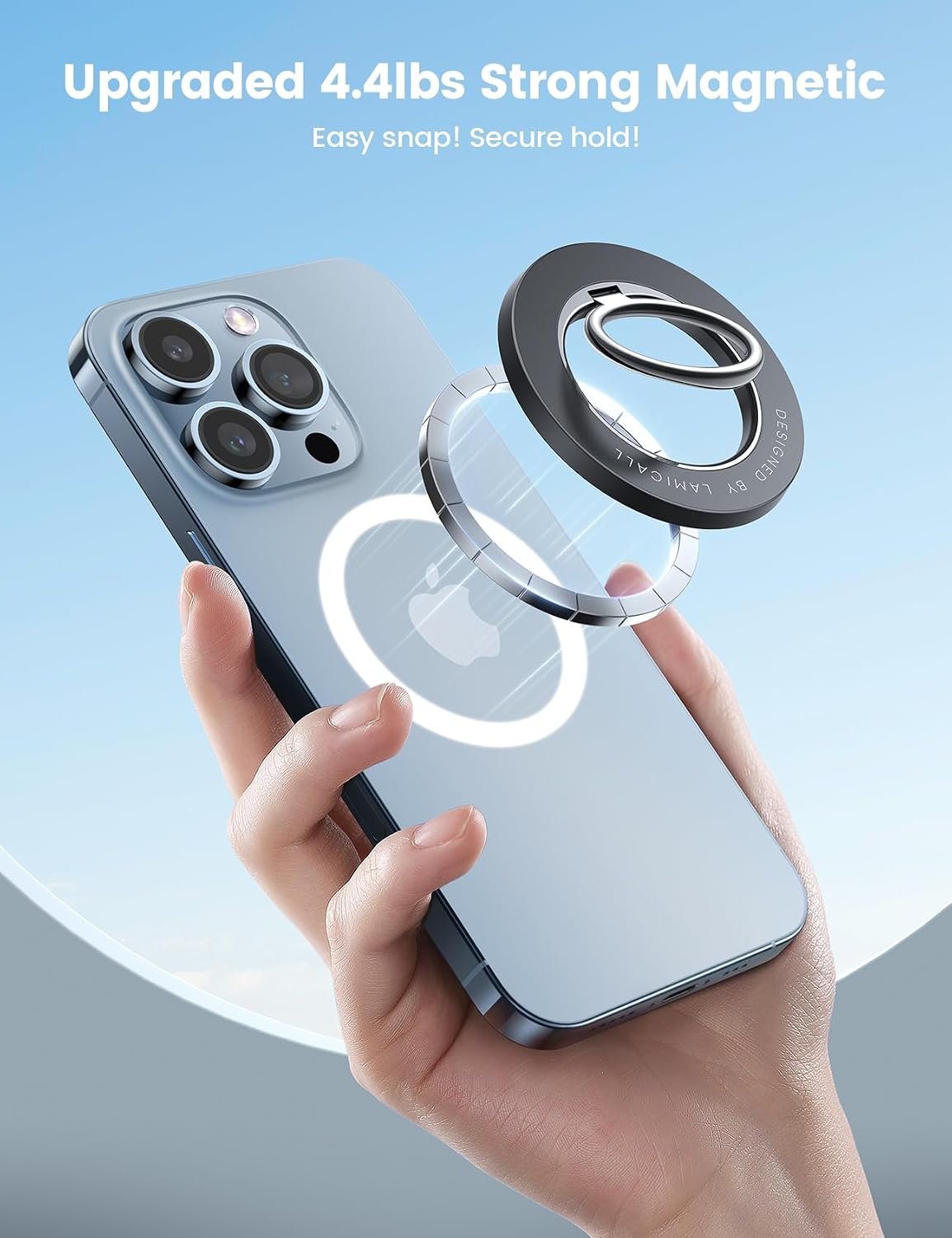 Lamicall Magnetic Phone Ring Grip for MagSafe - 360° Rotation Strong Magnet Finger Ring Holder Grip Stand, Mag Safe Kickstand Accessories for Mom iPhone 17 16 15 14 Air Pro Max, Androids, Misty Black - Image 6