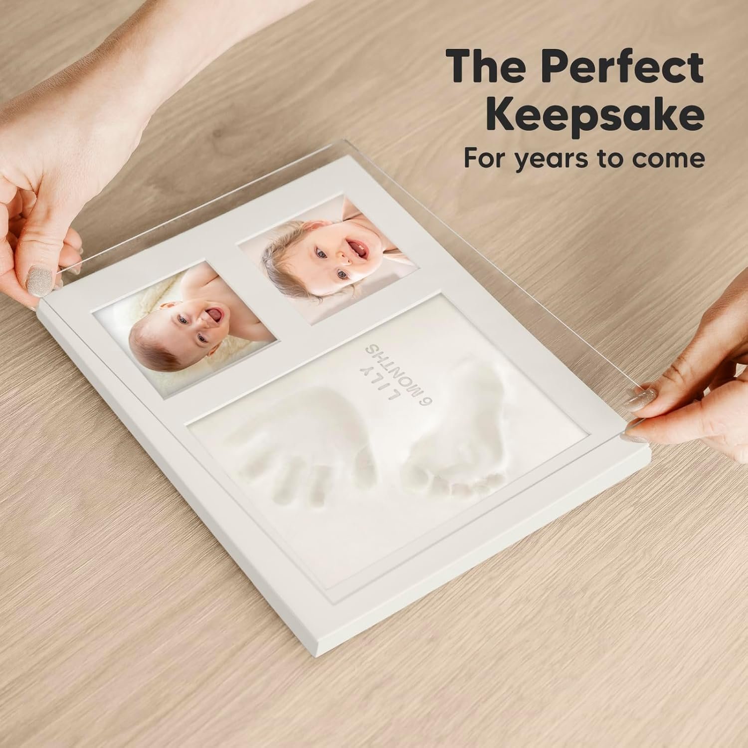 Baby Hand and Footprint Kit - Quick Dry Clay Baby Footprint Kit, Newborn Keepsake, Nursery Picture Frame for Boys, Girls, Personalized Gifts for Shower & Registry, New Mom Gift (Alpine White) - Image 7