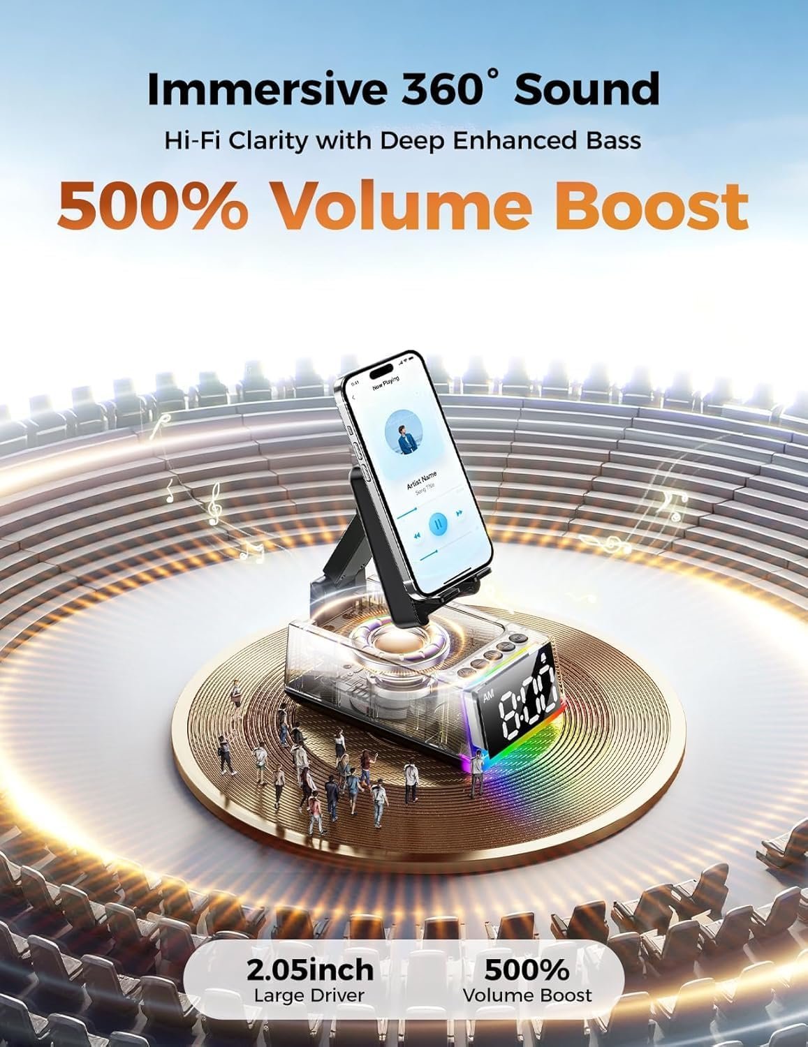 Bluetooth Speaker Birthday Gift for Men : Wireless Induction Speaker with Phone Stand, HD Sound Gift for Dad Adult Teens, Anti-Slip Phone Holder Kitchen Gadget Women Mom Wife, Dad Husband Boyfriend - Image 5