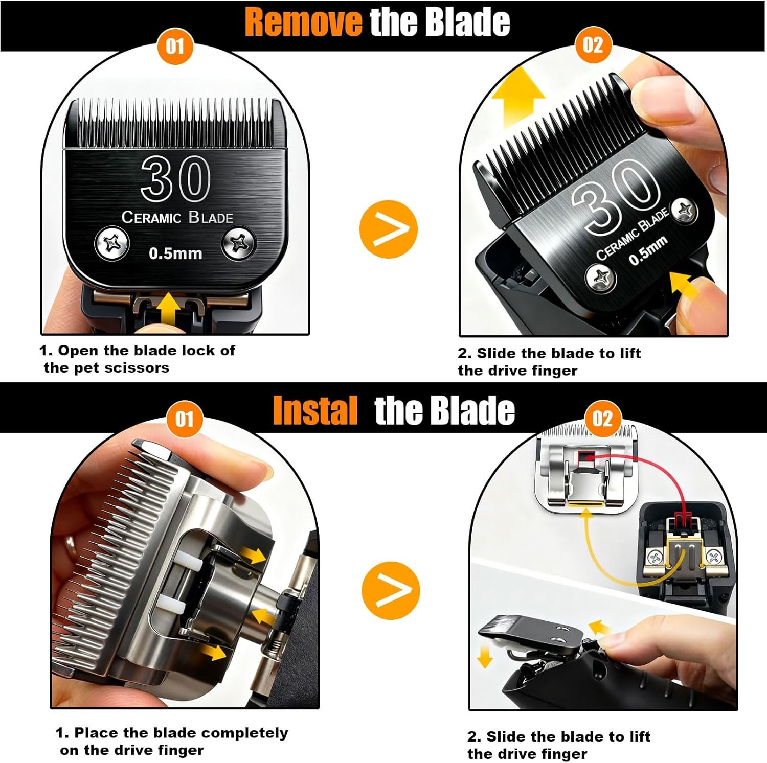 Dog Grooming Blades Detachable Stainless Steel Blade Compatible with Andis Clipper,Dog Clipper Blade for Wahl km10 Serise,Oster A5 Clippers (Black-#30/3PCS) - Image 5