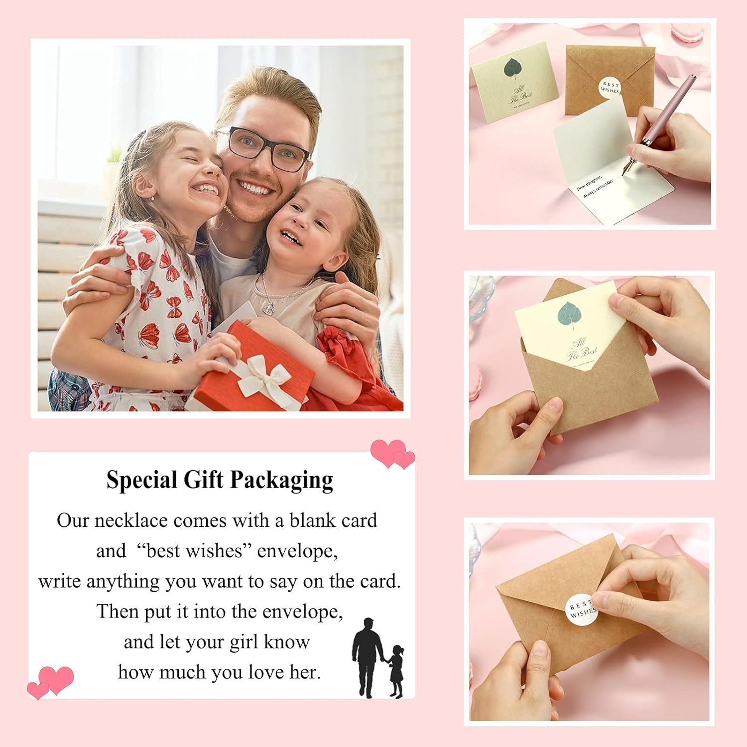 PINKDODO Daughter l Love You Forever Pendant Necklace from Dad, Valentines Birthday Easter Gifts for Daughter from Dad Daddy - Image 5