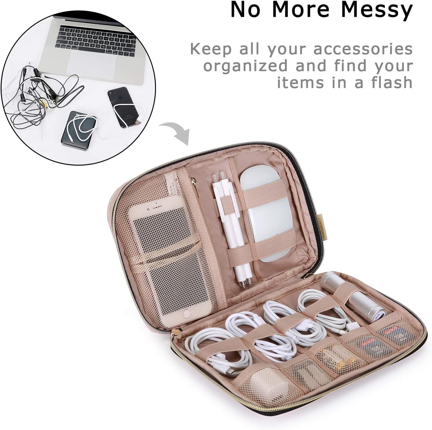 Bagsmart Travel Cable Organizer, Electronics Accessories Cases, Tech Bag for Hard Drives, Cables, Charger, USB, SD Card - Image 2