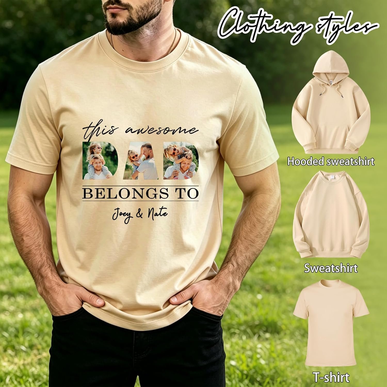 Customized Fathers Day Birthday Gifts for Dad, Personalized Shirts/Sweatshirts/Hoodie with Photos to My Dad - Image 4