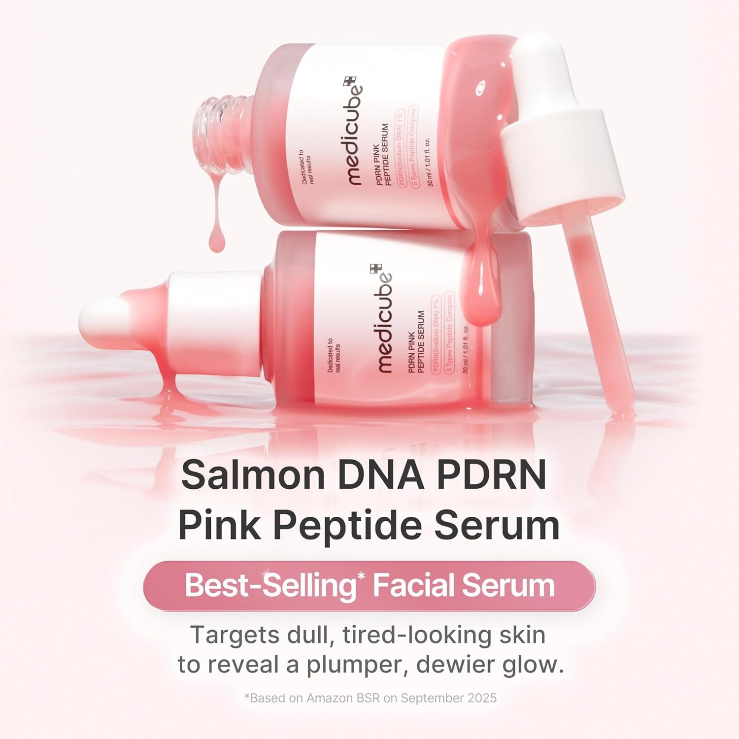 medicube PDRN Pink Peptide Serum with Salmon DNA | Pink Glow Serum with Peptides & Niacinamide for Hydration & Firm-Looking Skin | Uneven Tone Care | Korean Skincare, 1.01 fl. Oz - Image 2