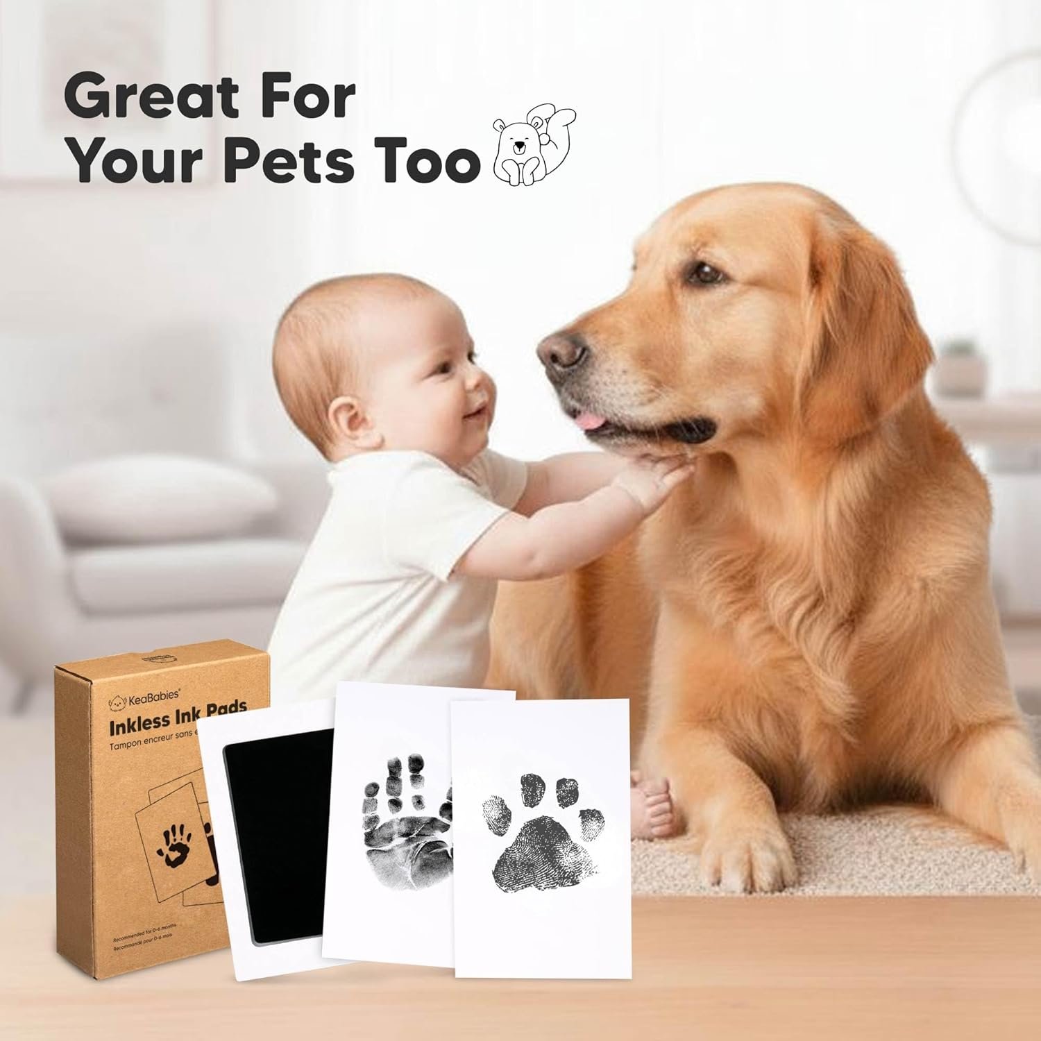 4-Pack Inkless Baby Hand and Footprint Kit - Mess Free Ink Pad for Newborn Keepsake, Dog Nose & Paw Print Kit, Clean Touch Ink Pad for Baby Hand & Footprints, Ideal New Mom Gifts (Jet Black) - Image 5