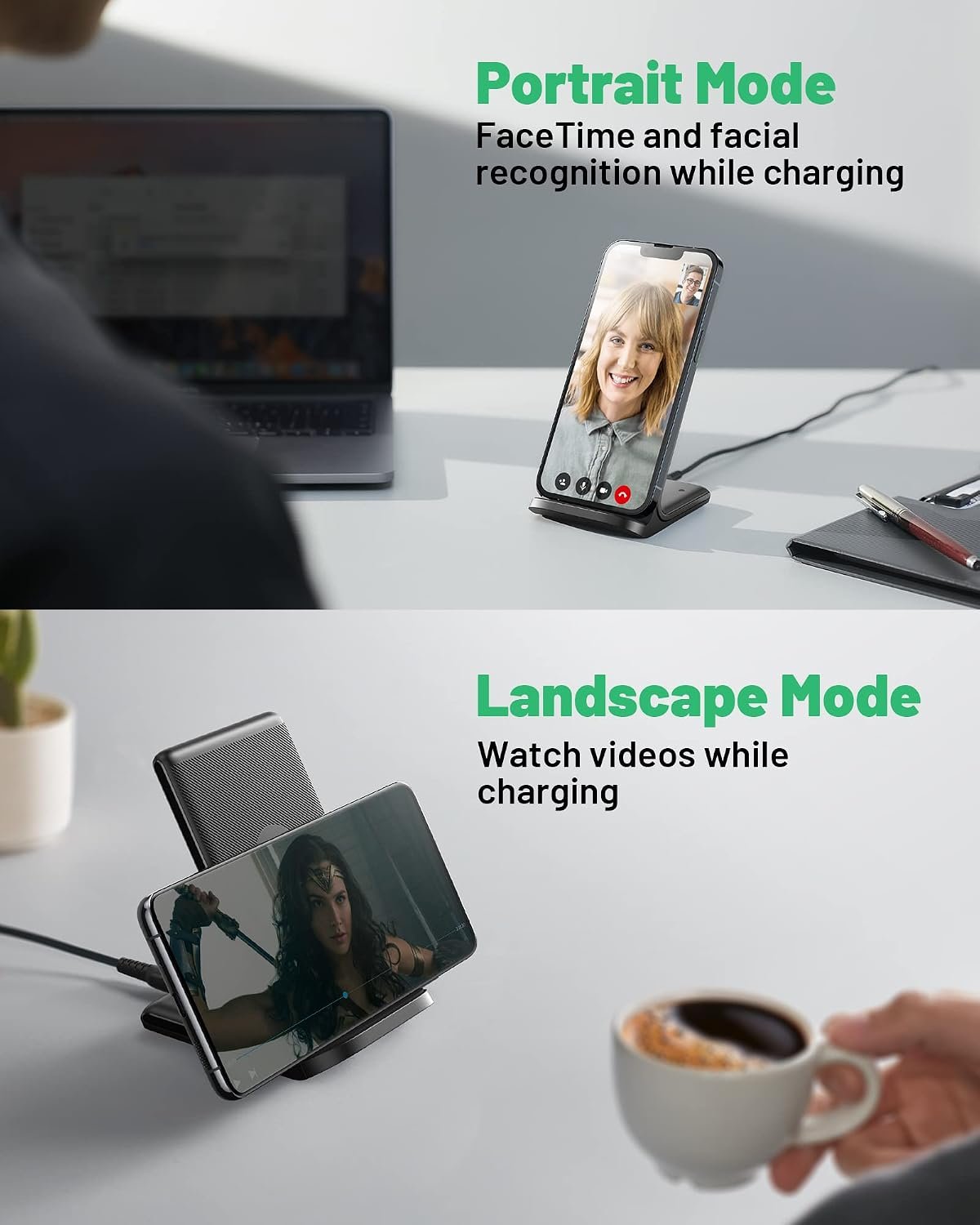 INIU Wireless Charger, 15W Fast Wireless Charging Station with Sleep-Friendly Adaptive Light Compatible with iPhone 17 16 15 14 13 12 Pro Max Samsung Galaxy S25 S24 S23 Note 20 Google etc - Image 7