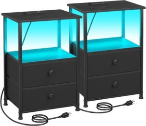 LOAKEKEL Night Stands Set 2, Bedsid...