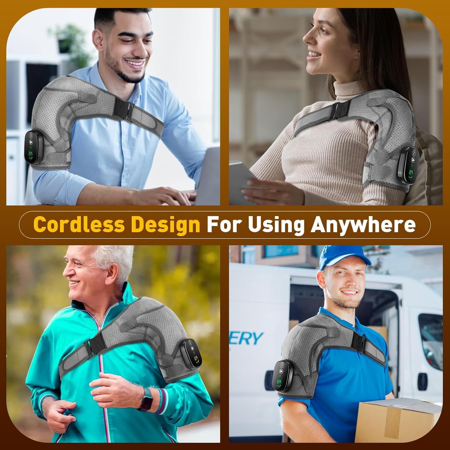 Heated Shoulder Wrap & Shoulder Heating Pad, Electric Heating Pad with Massage, Heated Shoulder Brace for Men & Women, Left Right Shoulder Massage, Cordless Shoulder Massager with Heat - Image 5