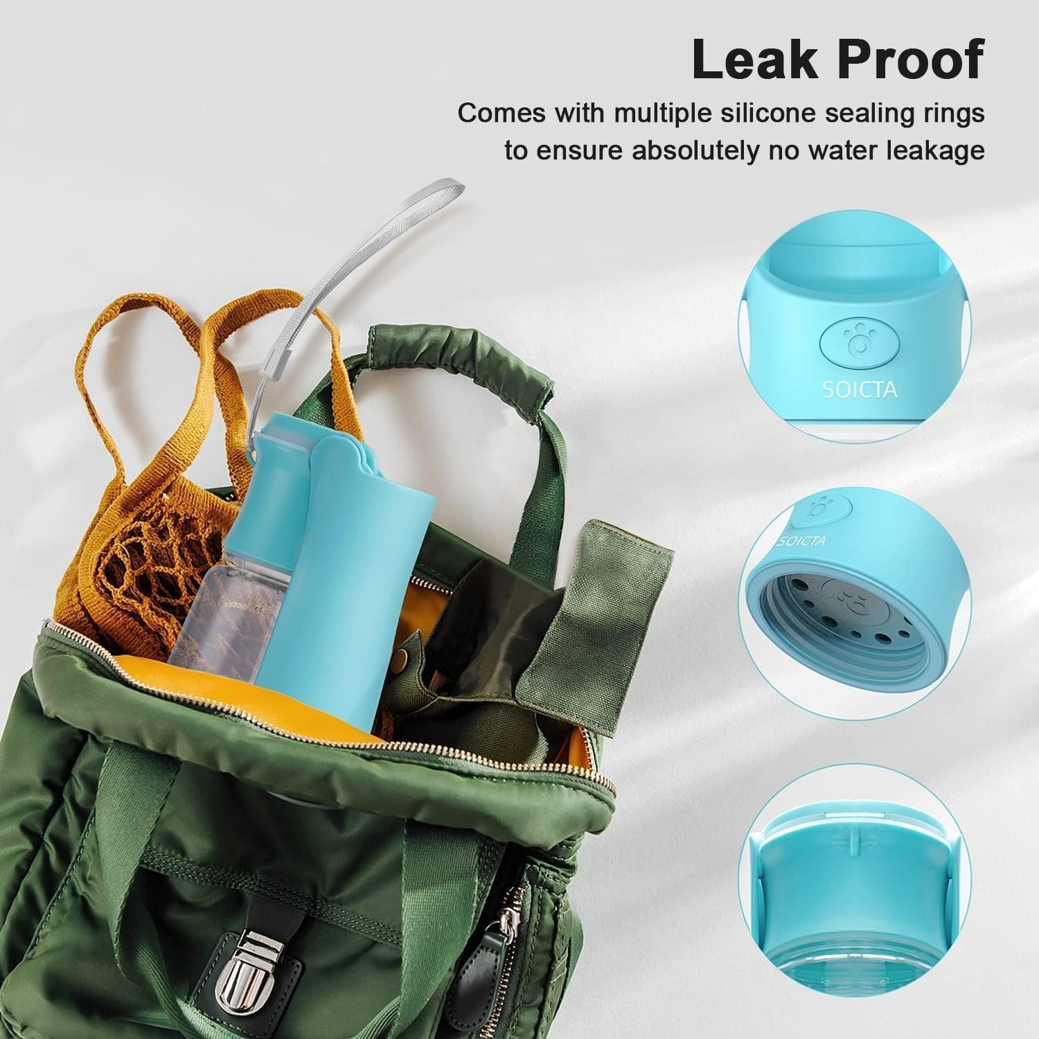 Dog Water Bottle, Portable Pet Water Dispenser for Dog, Leakproof Travel Pet Feeder for Small & Medium & Large Dogs, Cats, Puppy, Small Animal for Outdoor Walking, Hiking (19OZ Blue) - Image 2
