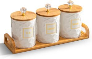 Set of 3 Ceramic Canisters for Suga...