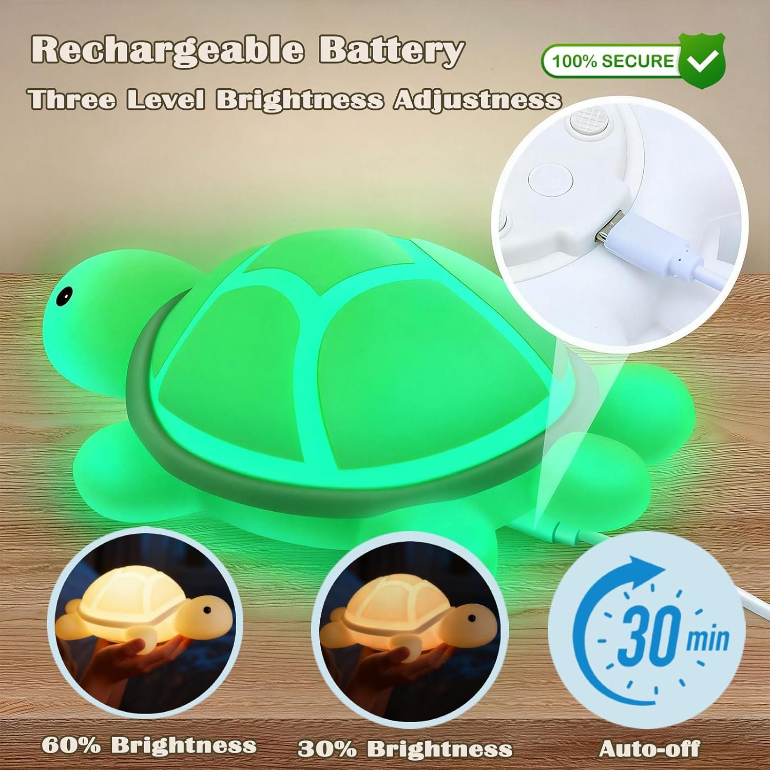 Turtle Night Light, Sea Turtle Gifts, Cute Soft Silicone Squishy LED Lamp with 7 RGB Colors , Dimmable, Timer, Touch Control, Kids' Bedroom Decor, Gift for Children, Breastfeeding Nursery Birthdays - Image 4
