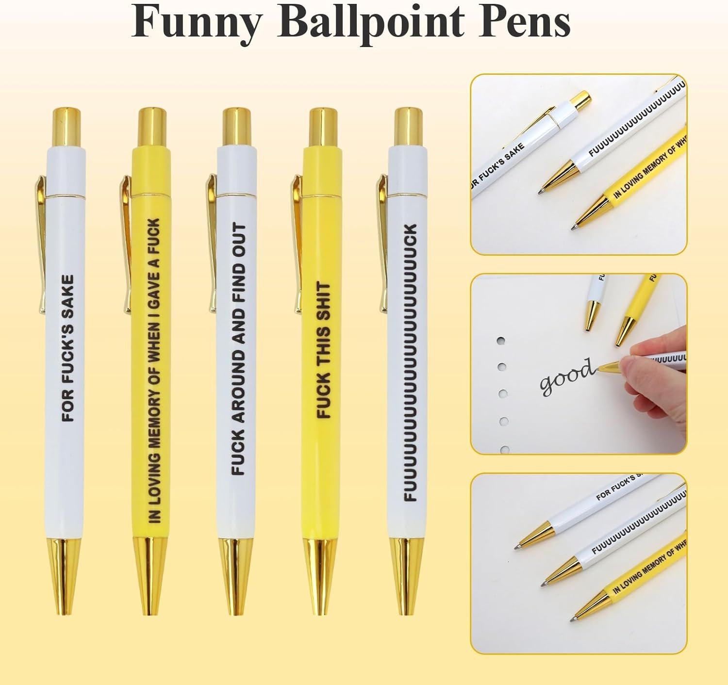 Funny Pens, Fresh Out of Fucks Pen Set, Secret Santa Gifts for Women Men, Rude Swear Word Daily Ballpoint Pen Set, Retractable Funny Pens with Sayings for Adult Coworkers Office Supplies - Image 5