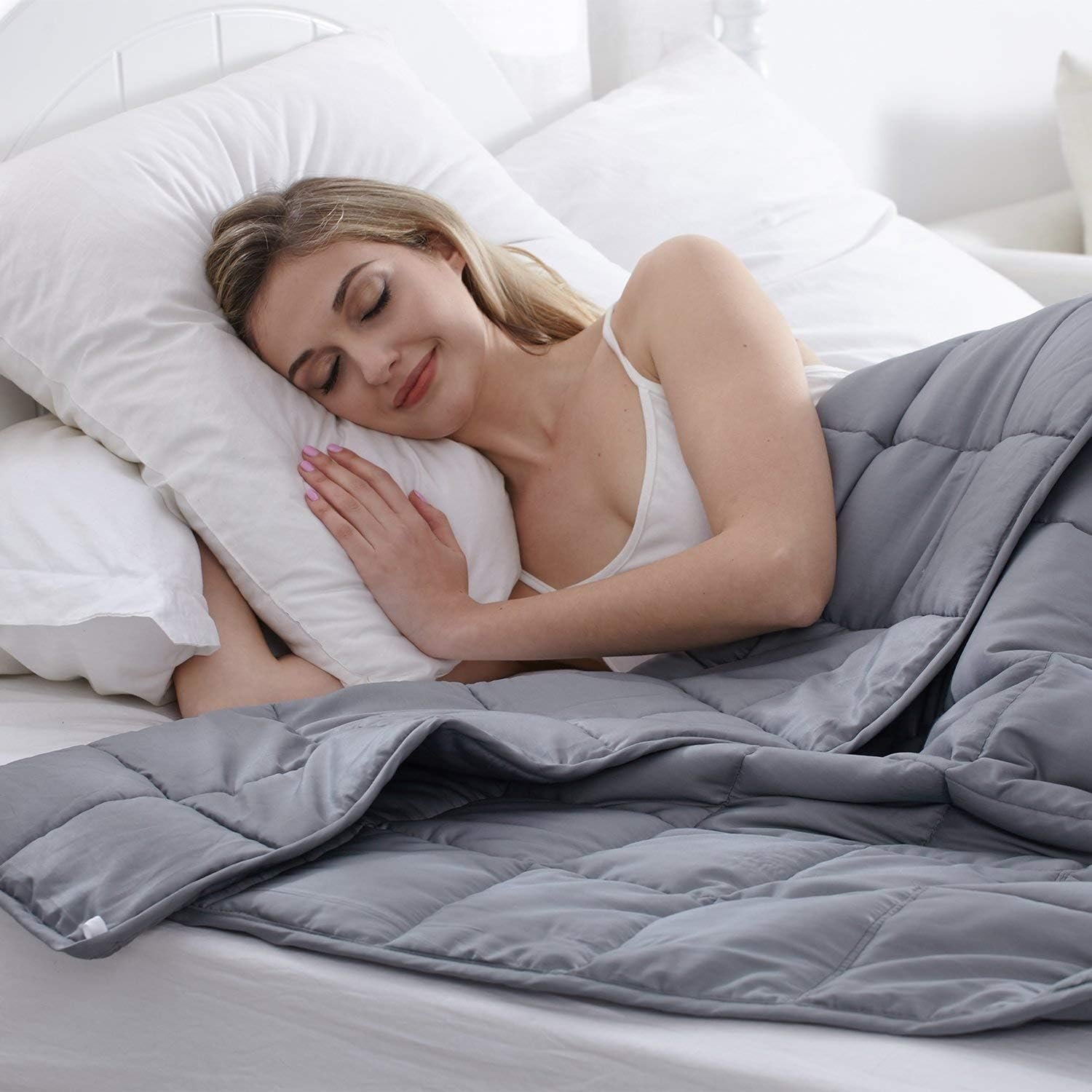 Waowoo Adult Weighted Blanket Queen Size (15lbs 60"x80") Heavy Blanket with Premium Glass Beads, (Dark Grey - Image 2