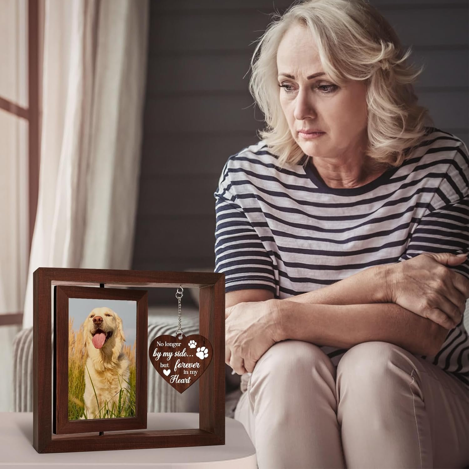 Vetbuosa Dog Memorial Gifts for Loss of Dogs, Memorial Rotating Wooden Picture Frame, Loss of Dog Sympathy Gift, Pet Bereavement Remembrance Picture Frame for 4x6 Photo - Image 7