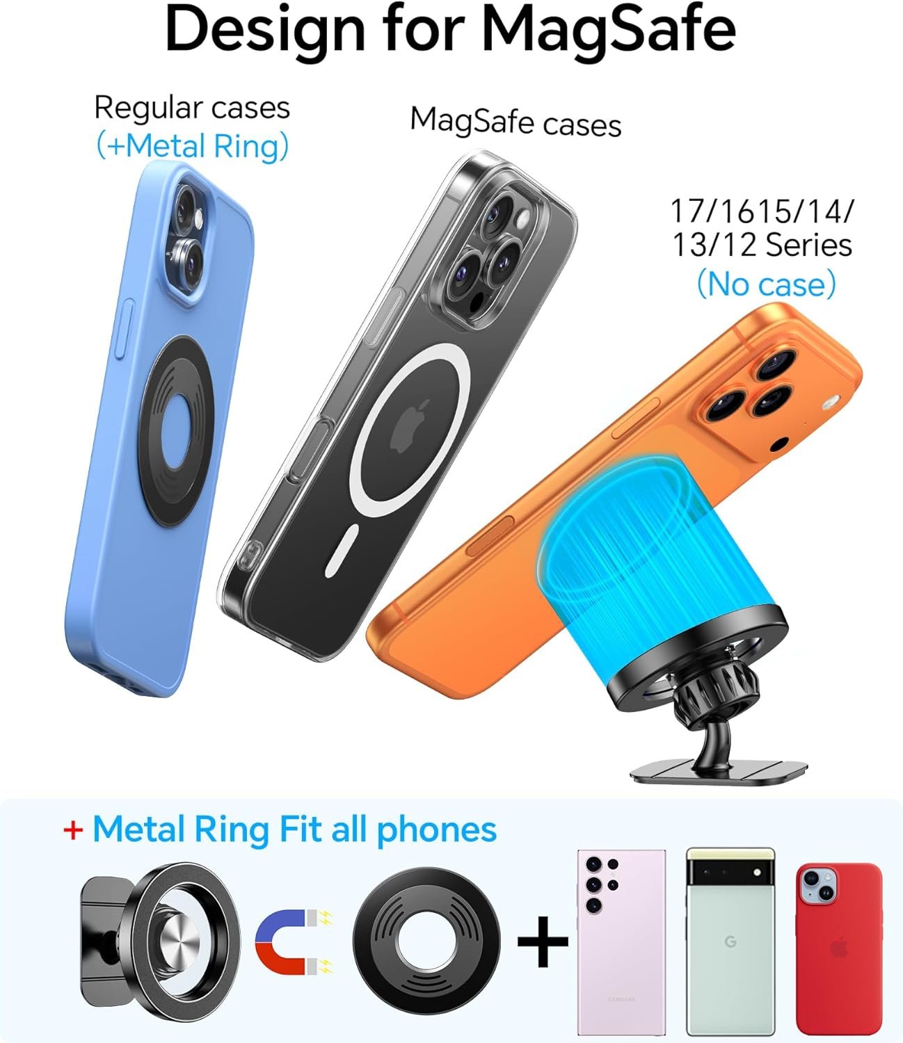 Kaistyle for Magsafe Car Mount【20 Strongest Magnets】Magnetic Phone Holder for Car Phone Holder Mount Dash【360°】Cell Phone Mount for Car Accessories for Women Men iPhone 17 Pro Max Air 16 15 14 13 12 - Image 7