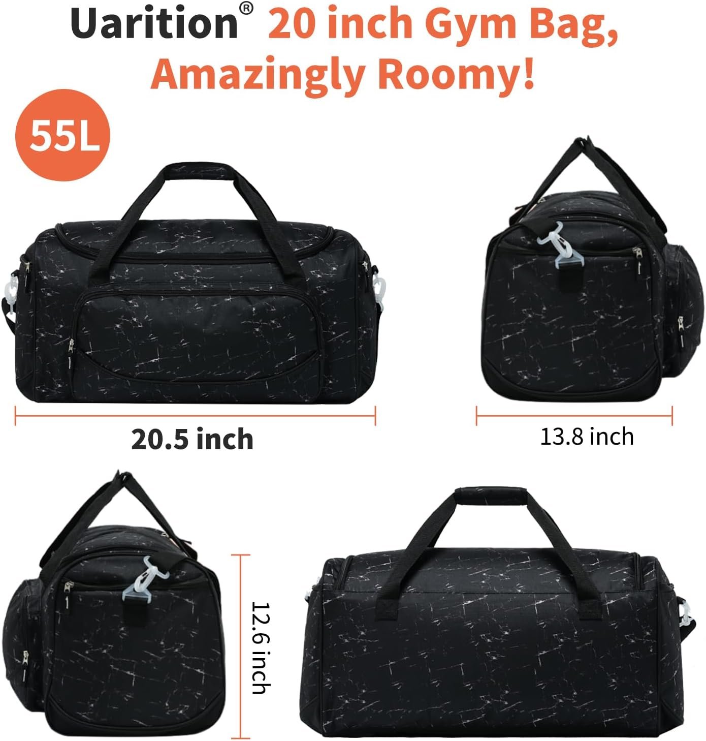 55L Gym Bag for Men/Women, Large Sports Duffle Bags, Lightweight Workout Bags - Image 2