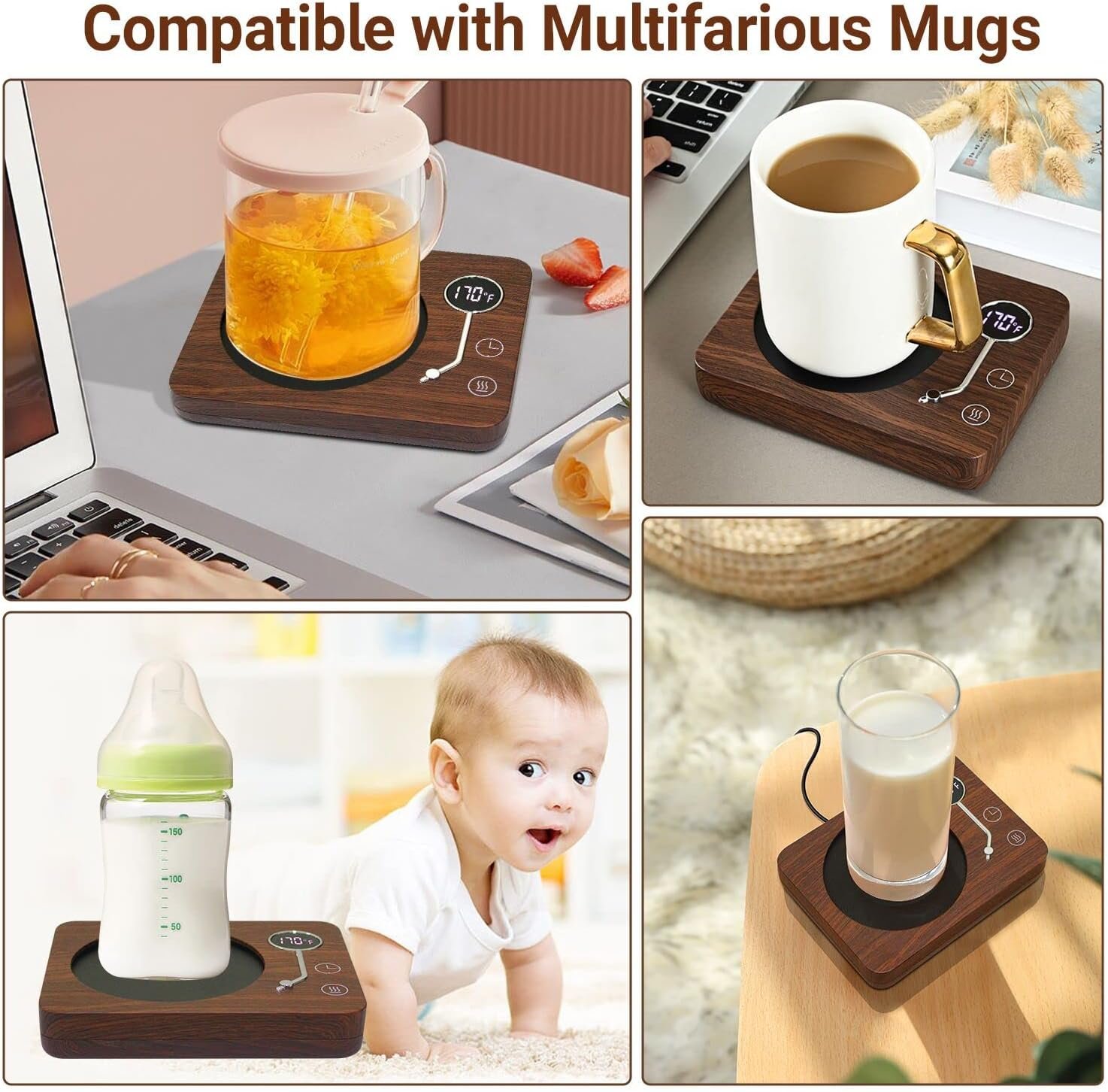 CEROBEAR Coffee Mug Warmer, Mug Warmer for Desk 3 Temperature Control 131 degree Fahrenheit /149 degree Fahrenheit /170 degree Fahrenheit , Smart Mug Warmer with Auto Shut Off for Coffee Milk Tea Beverage - Image 6